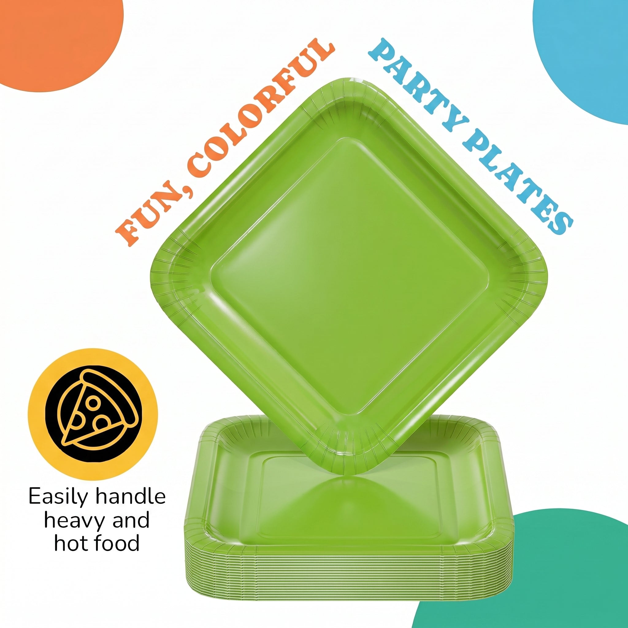 7 In. Lime Square Paper Plates - 20 Ct.