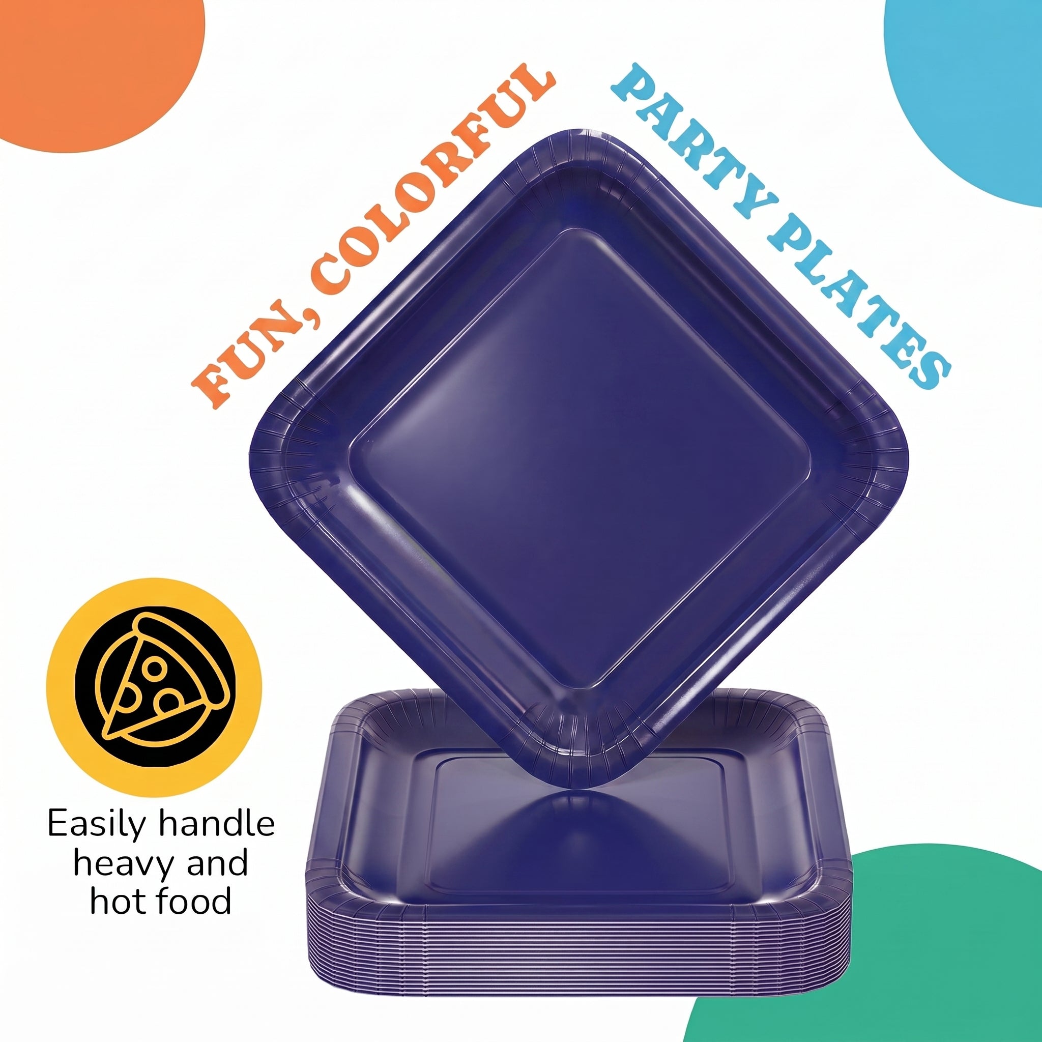 7 In. Navy Square Paper Plates - 50 Ct.