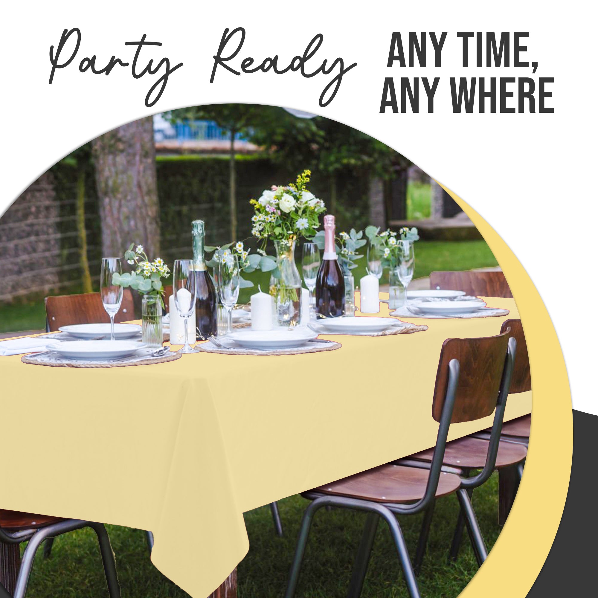 Premium Light Yellow Plastic Table Covers | 6 Pack | 54 in. x 108 in.