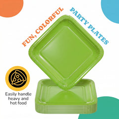 9 In. Lime Square Paper Plates - 50 Ct.