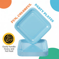 9 In. Light Blue Square Paper Plates - 50 Ct.