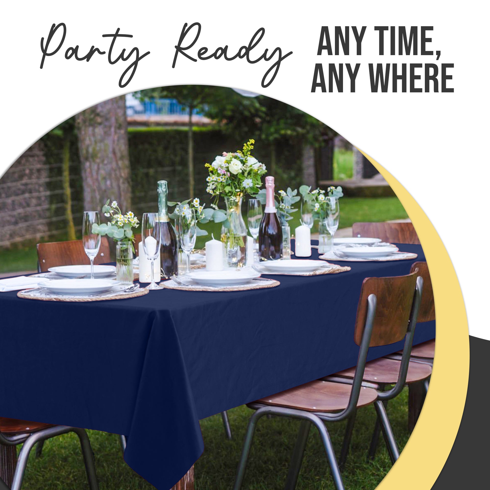 Premium Navy Blue Plastic Table Covers | 6 Pack | 54 in. x 108 in.