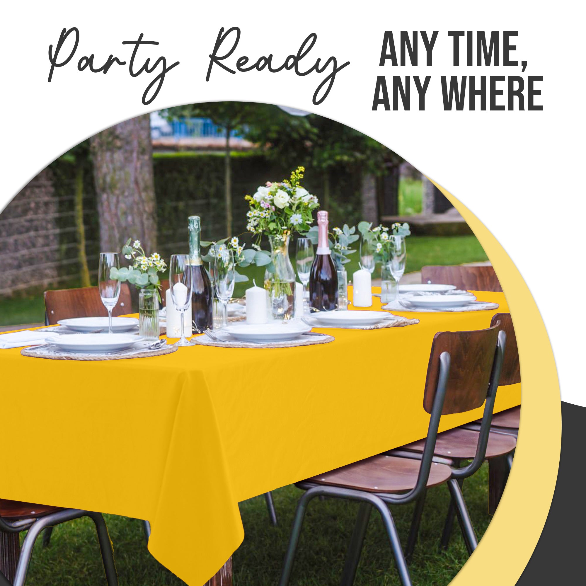 Premium Yellow Plastic Table Covers | 6 Pack | 54 in. x 108 in.