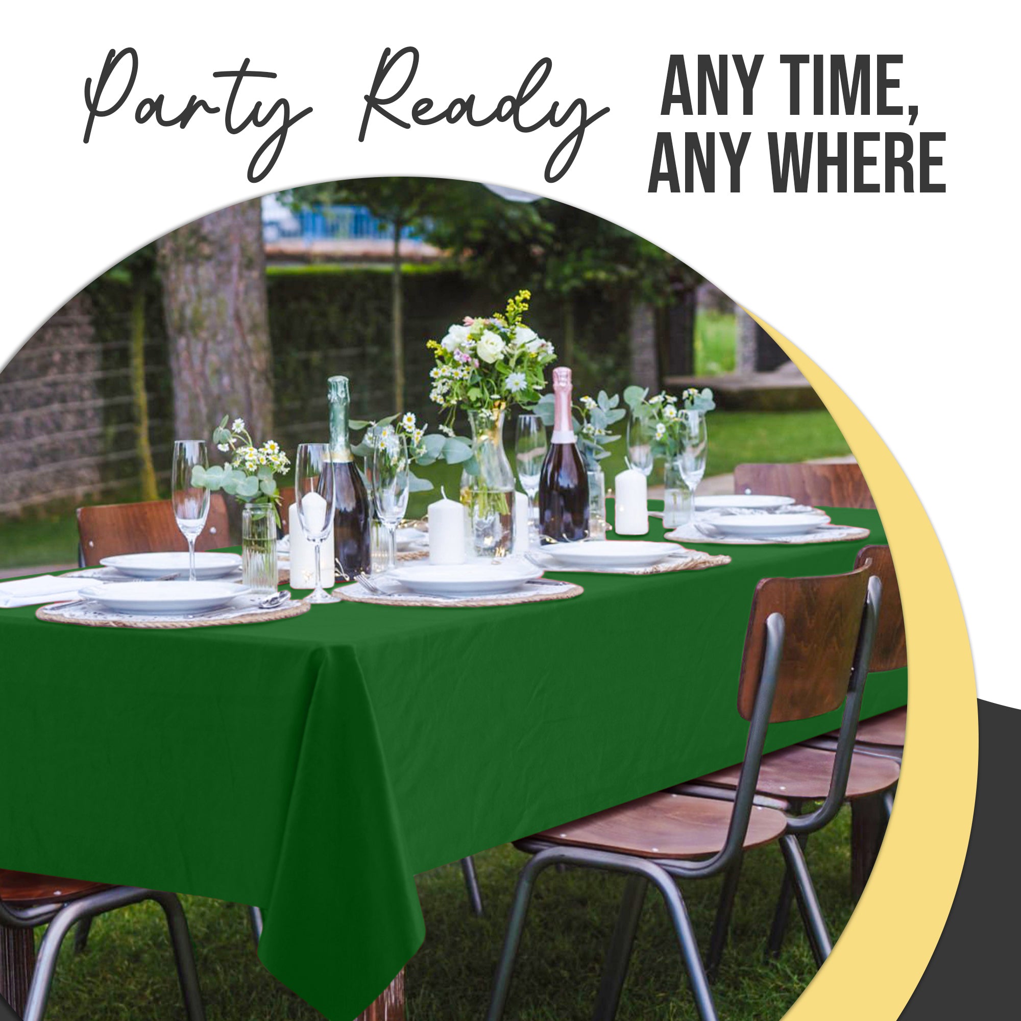 Premium Emerald Green Plastic Table Covers | 6 Pack | 54 in. x 108 in.