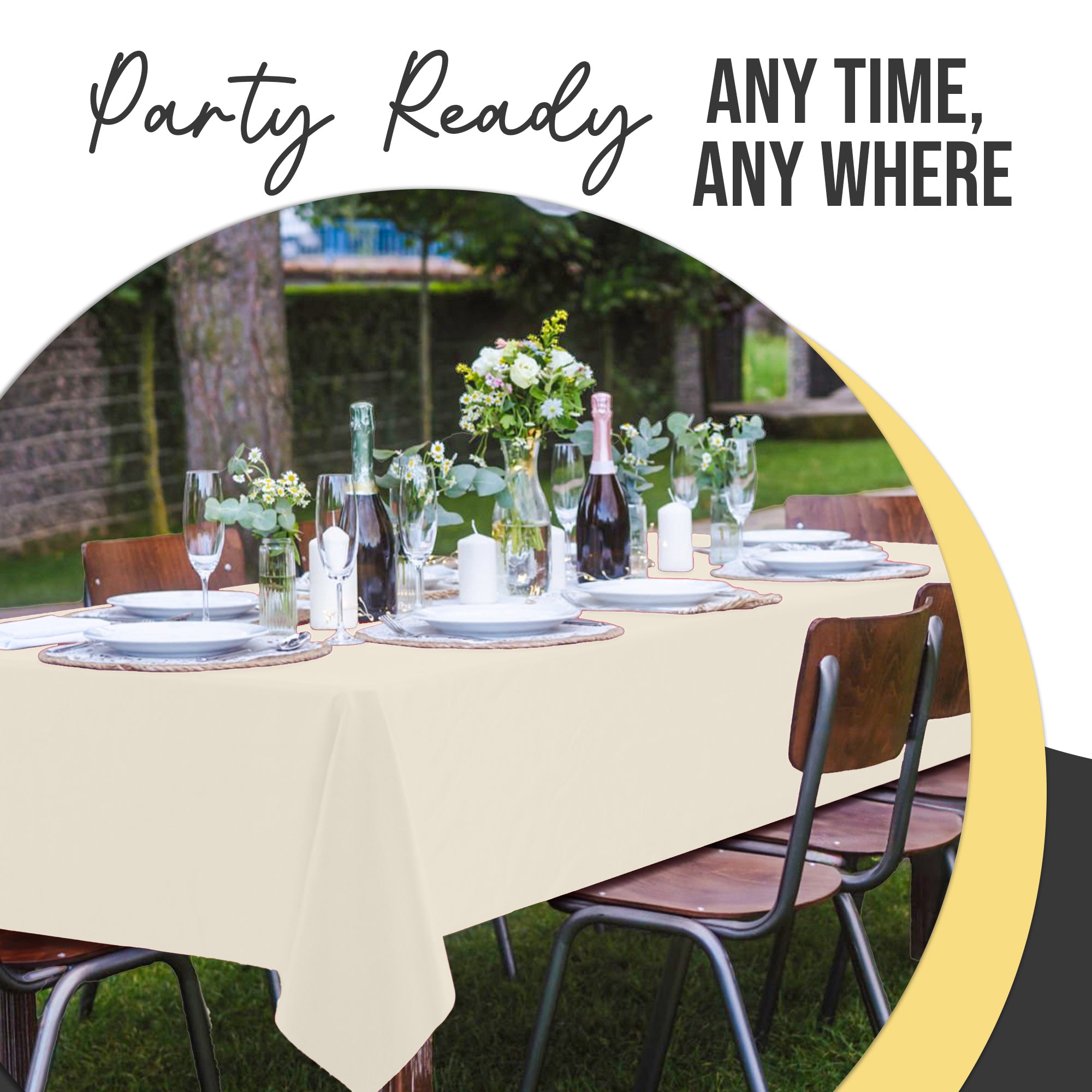 Premium Ivory Plastic Table Covers | 6 Pack | 54 in. x 108 in.