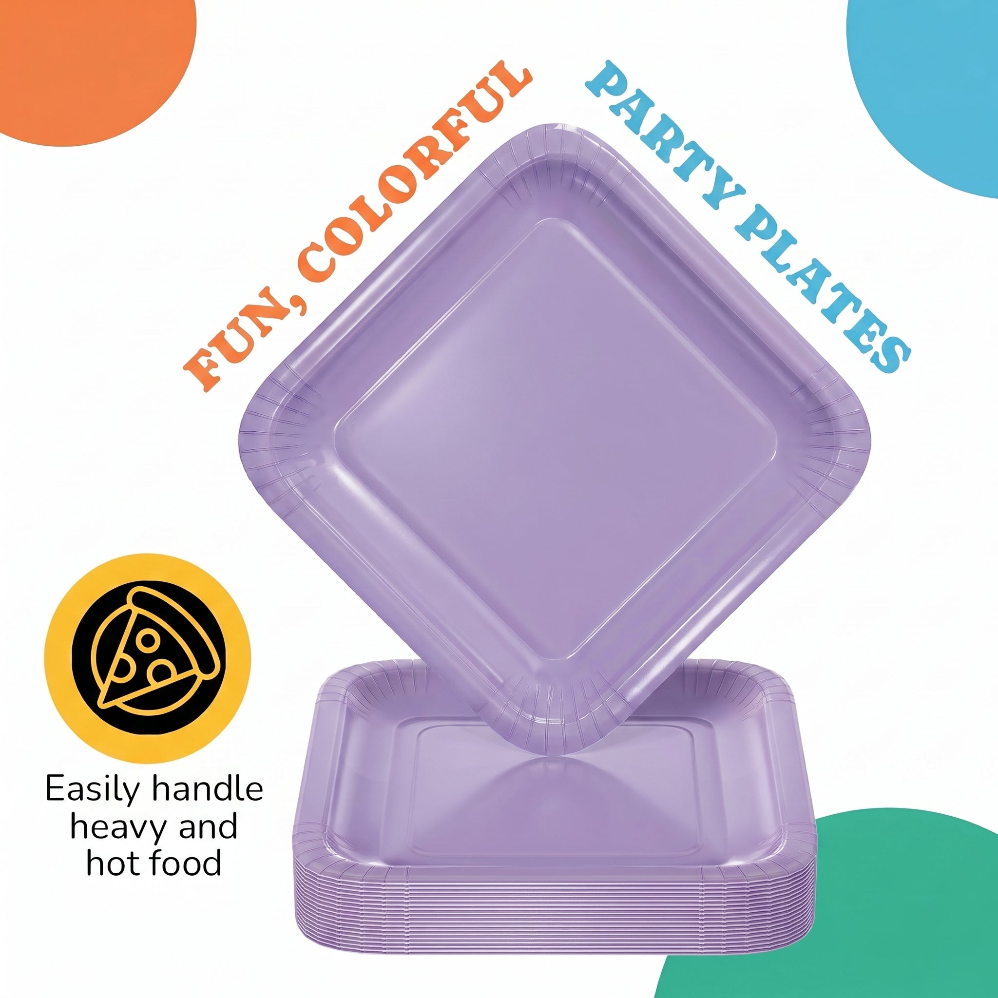7 In. Lavender Square Paper Plates - 50 Ct.