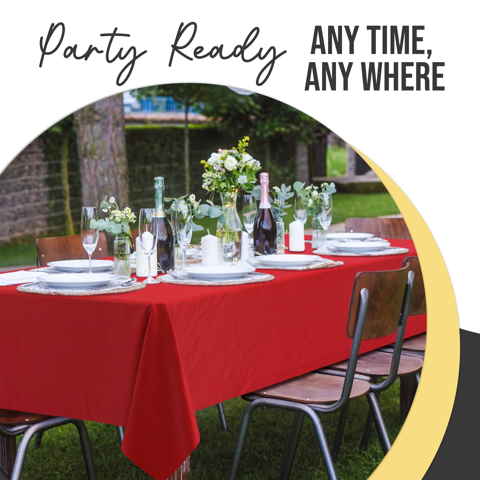Premium Red Plastic Table Covers | 6 Pack | 54 in. x 108 in.