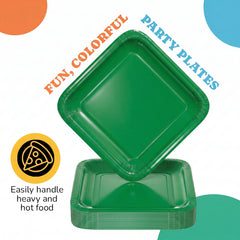7 In. Emerald Green Square Paper Plates - 20 Ct.