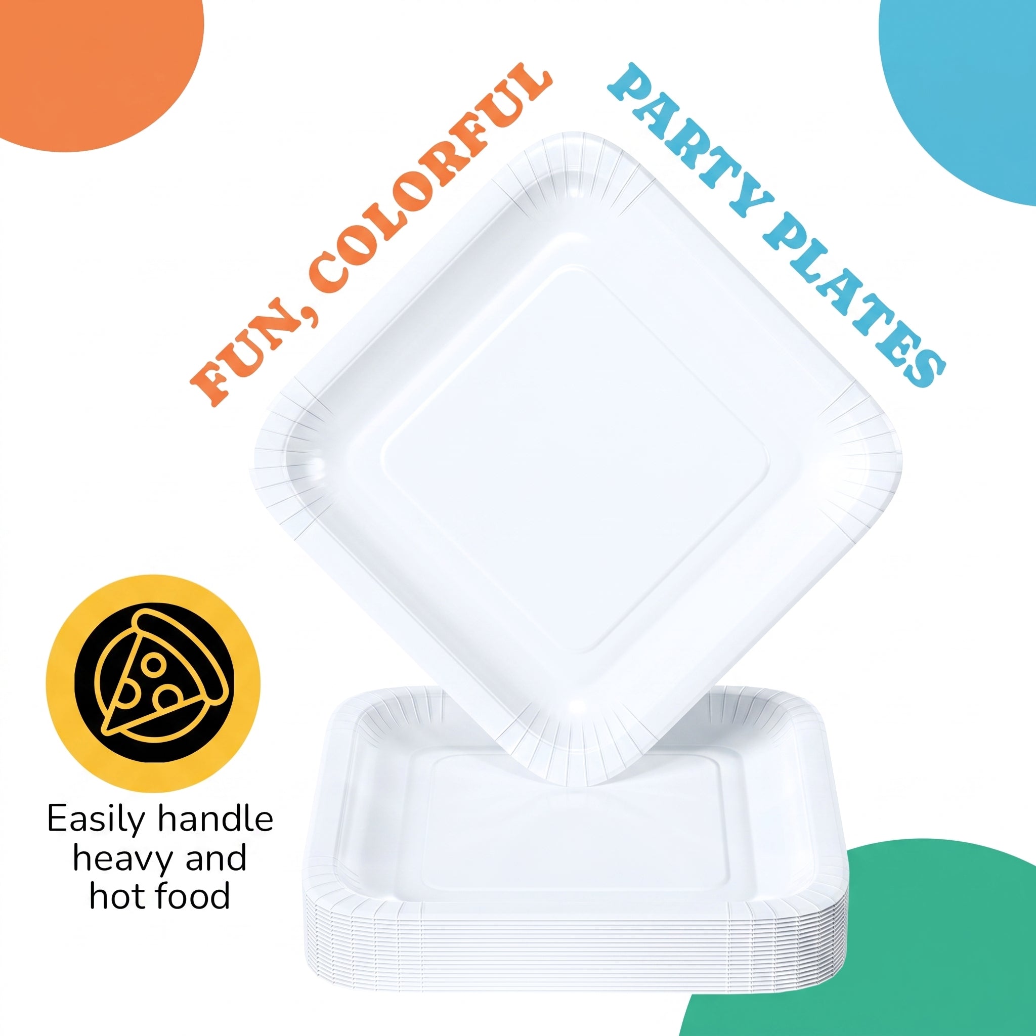 7 In. White Square Paper Plates - 50 Ct.
