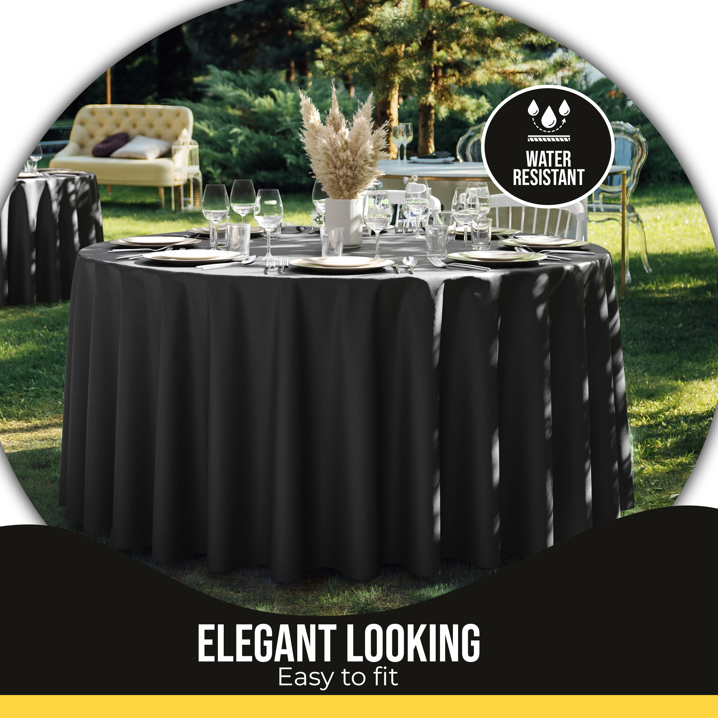 Premium 108" Round Black Table Cover