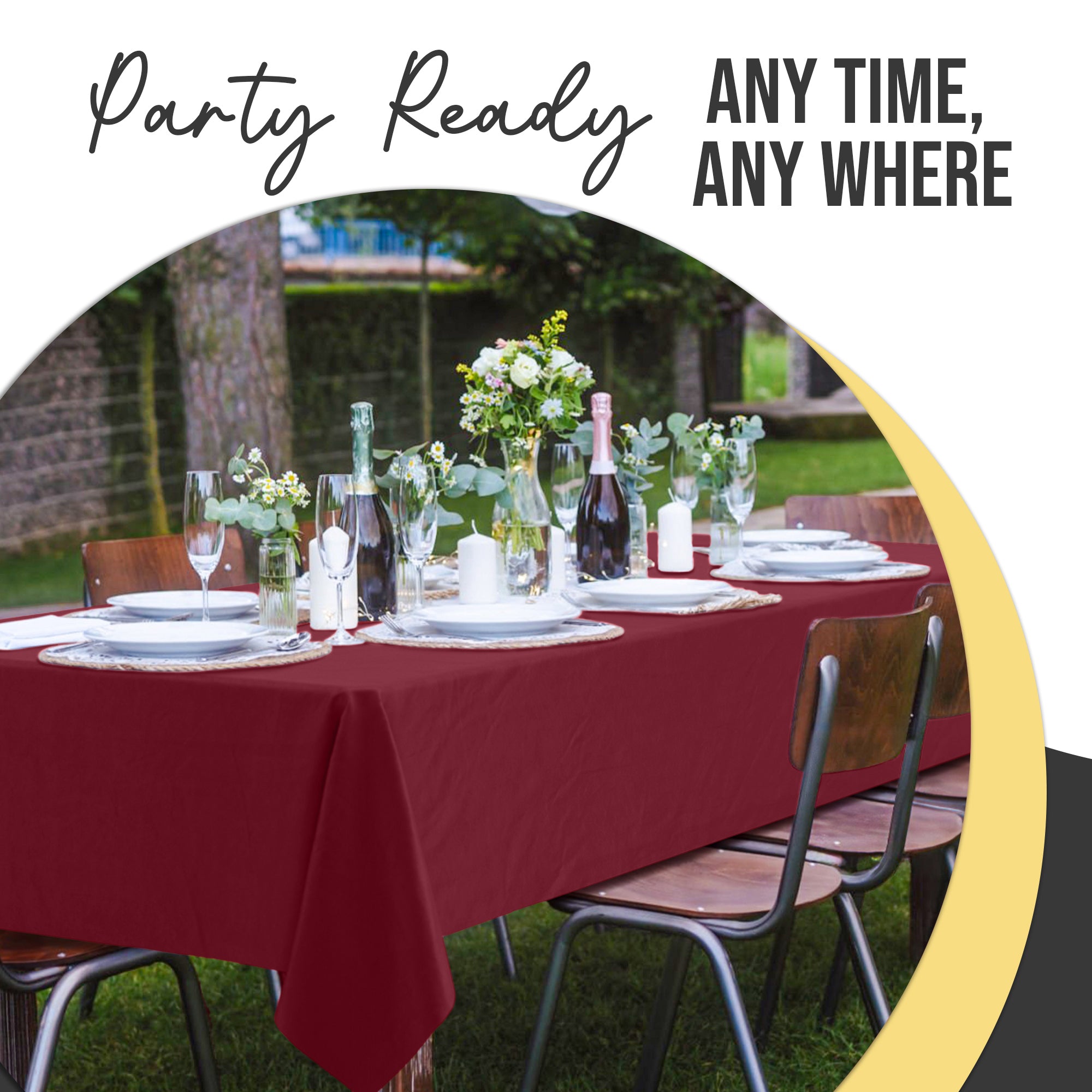 Premium Burgundy Plastic Table Covers | 6 Pack | 54 in. x 108 in.