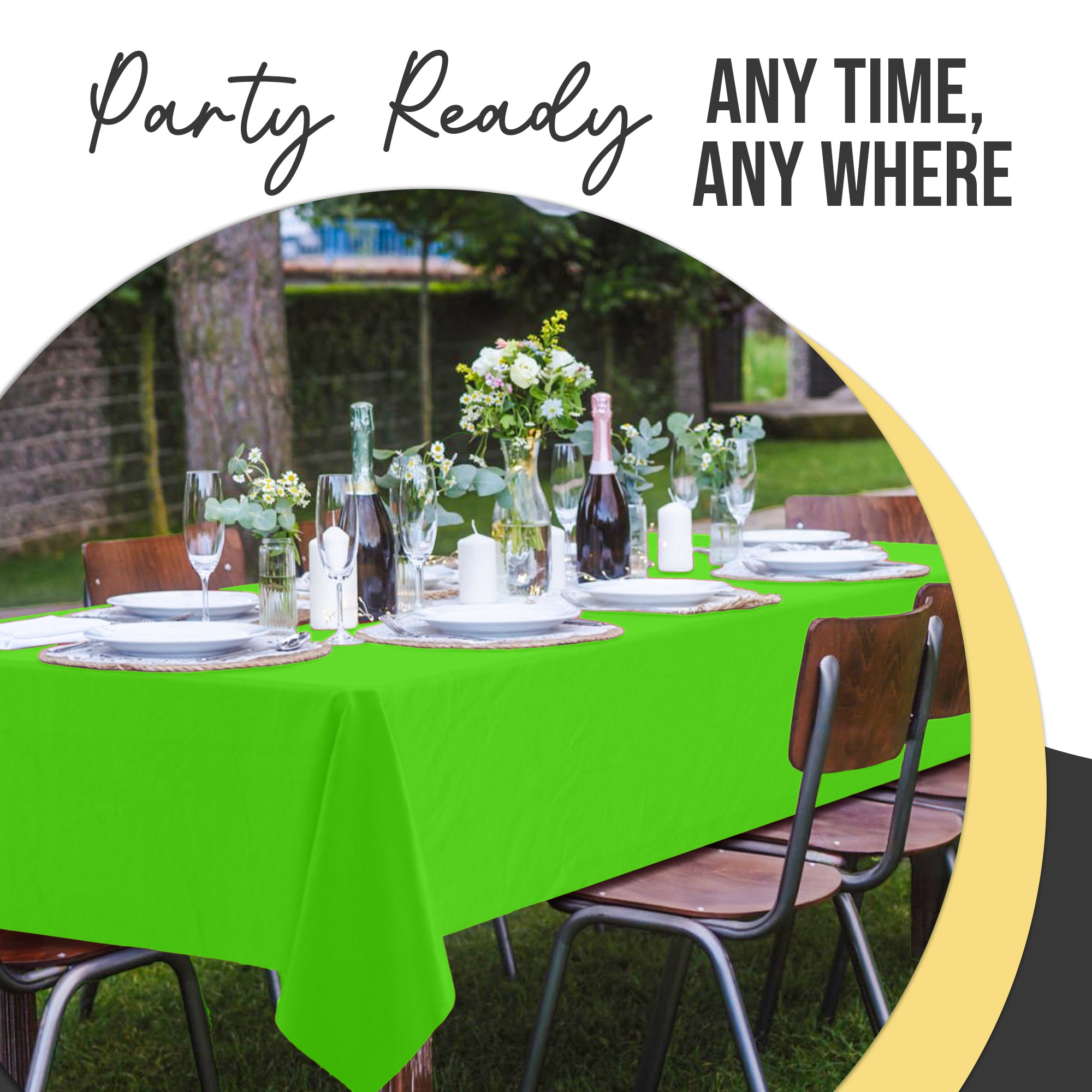 Premium Lime Green Plastic Table Covers | 6 Pack | 54 in. x 108 in.