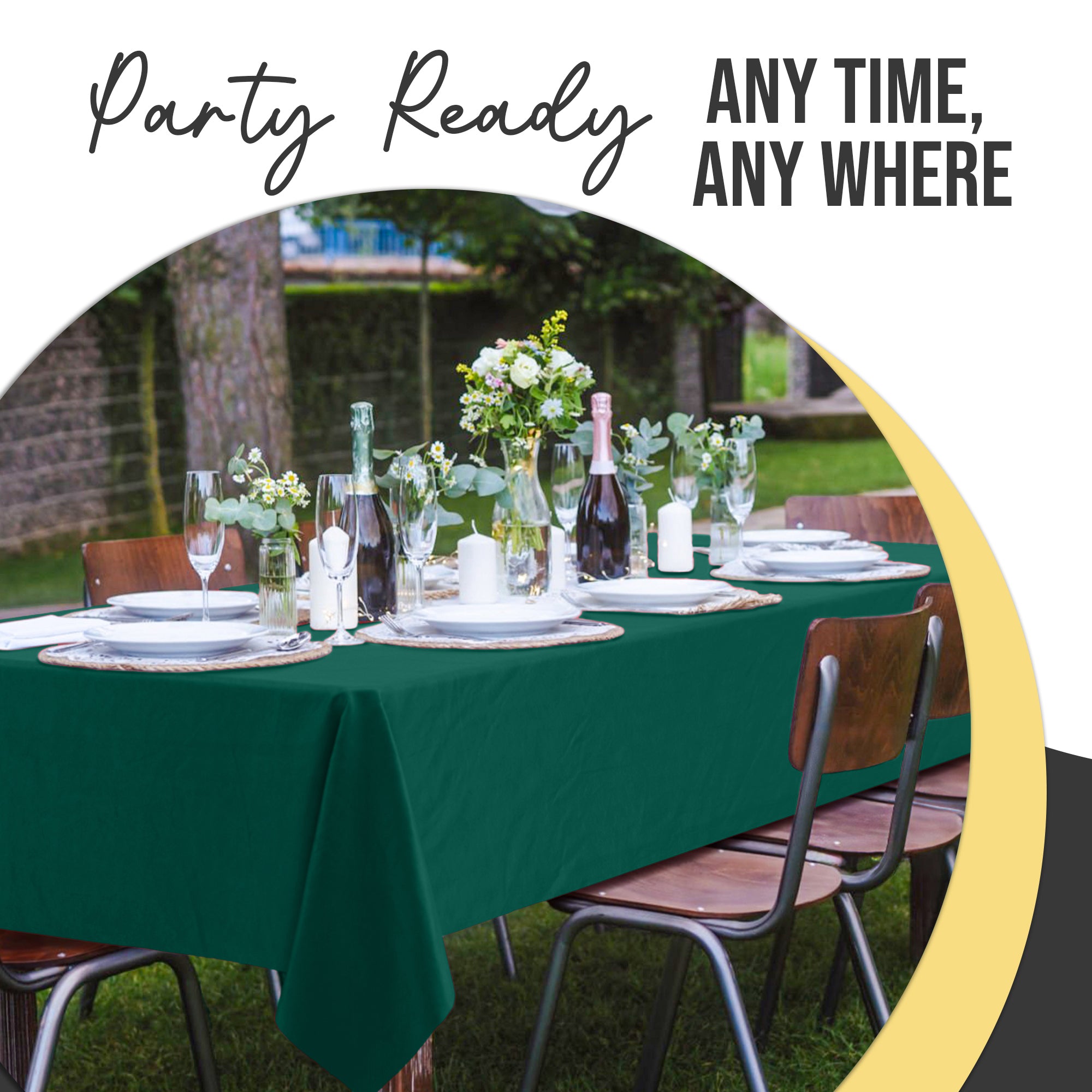 Premium Dark Green Plastic Table Covers | 6 Pack | 54 in. x 108 in.
