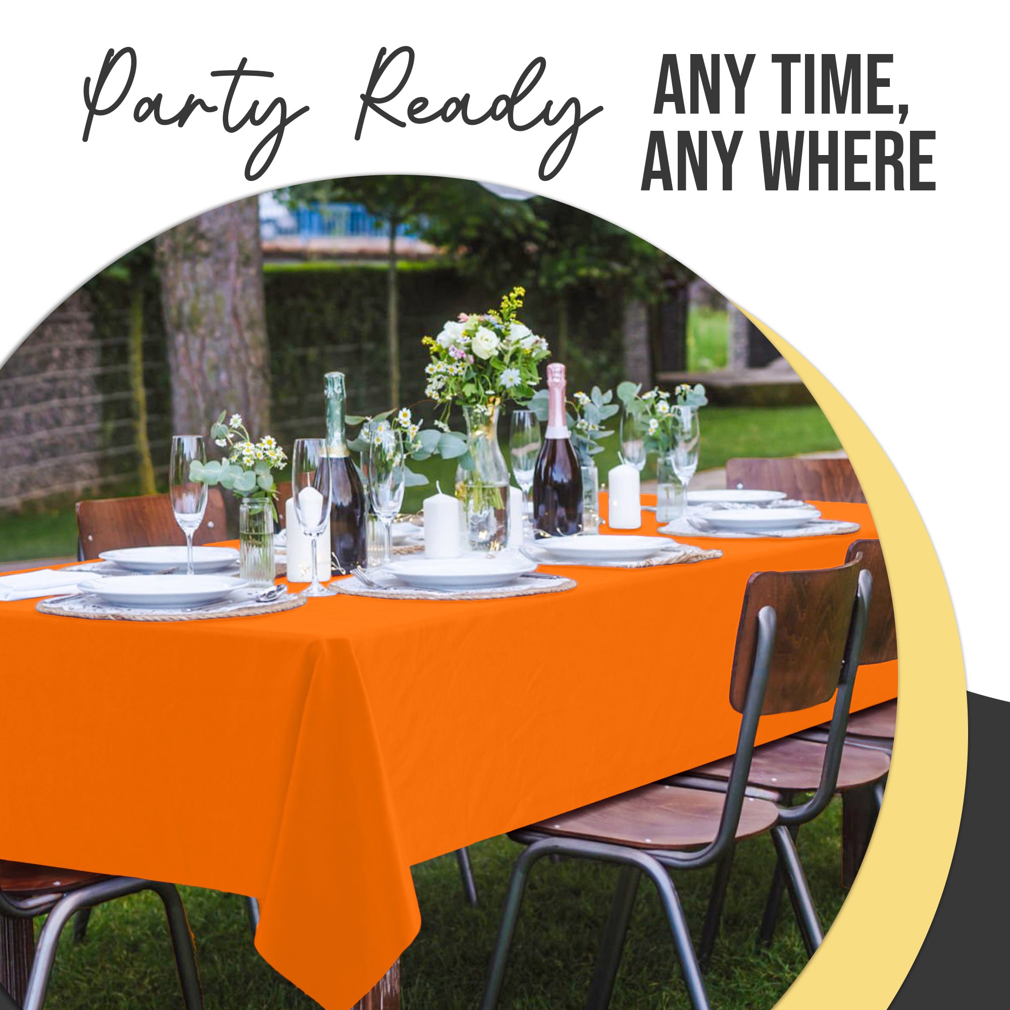 Premium Orange Plastic Table Cover | 54 in. x 108 in.