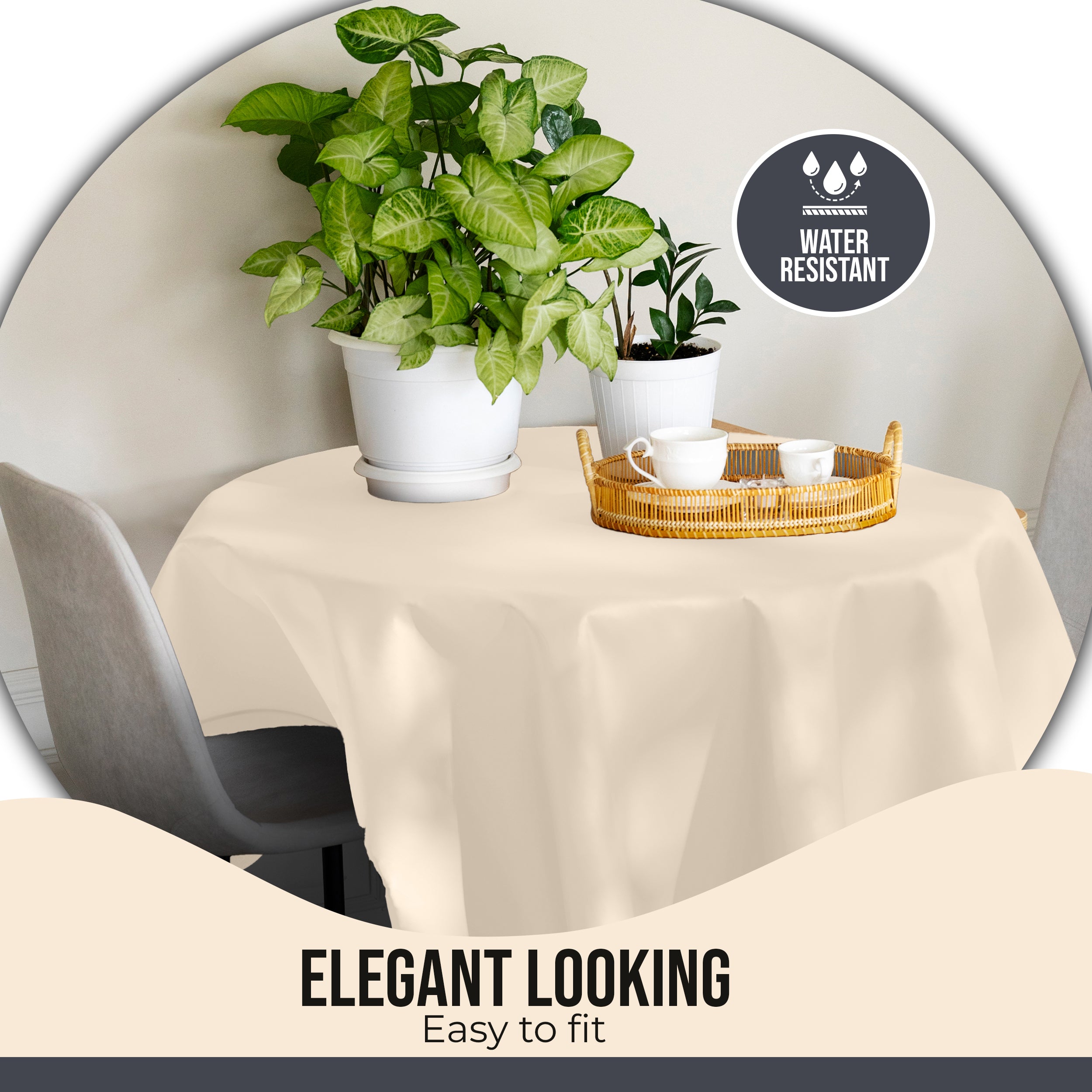 Premium 70" Round Ivory Table Cover