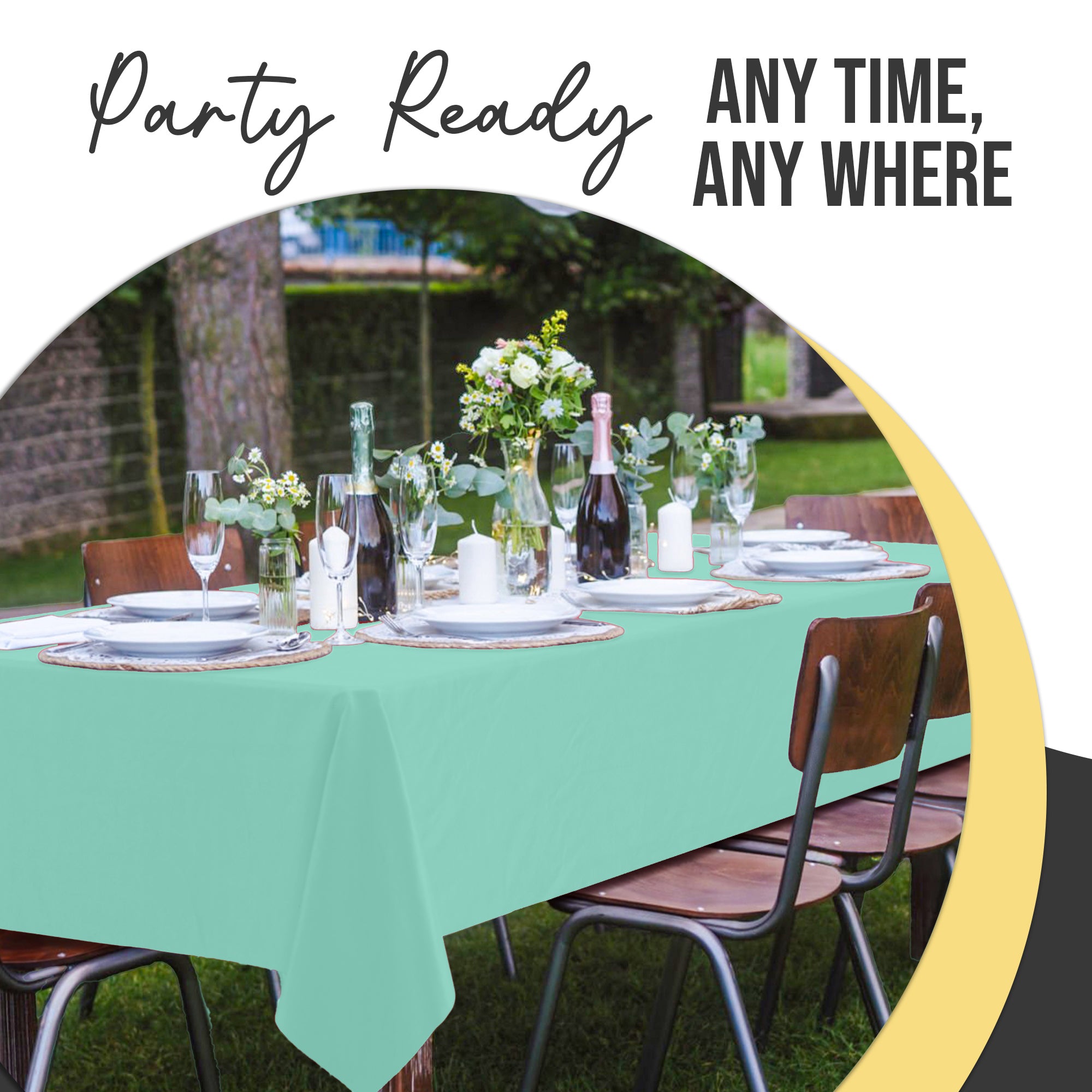 Premium Mint Plastic Table Covers | 6 Pack | 54 in. x 108 in.