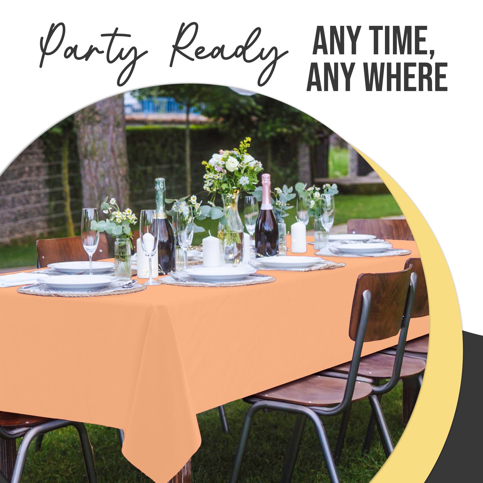 Premium Peach Plastic Table Covers | 6 Pack | 54 in. x 108 in.
