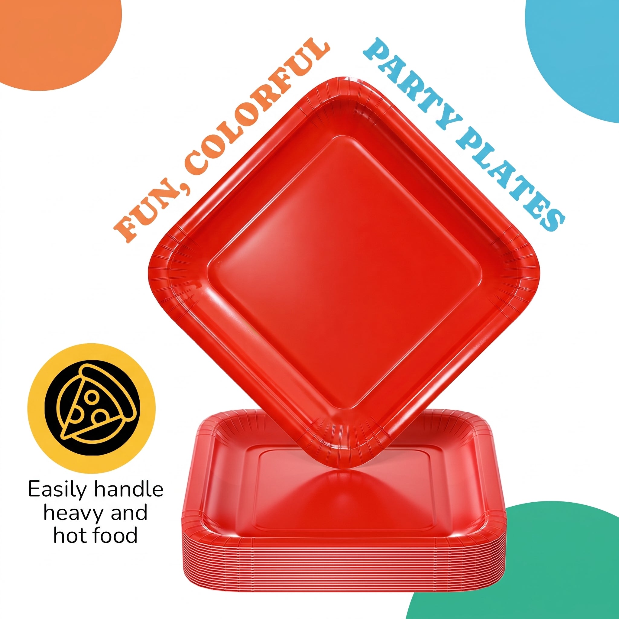 7 In. Red Square Paper Plates - 20 Ct.