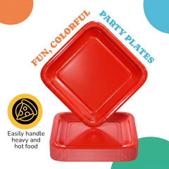 7 In. Red Square Paper Plates - 20 Ct.