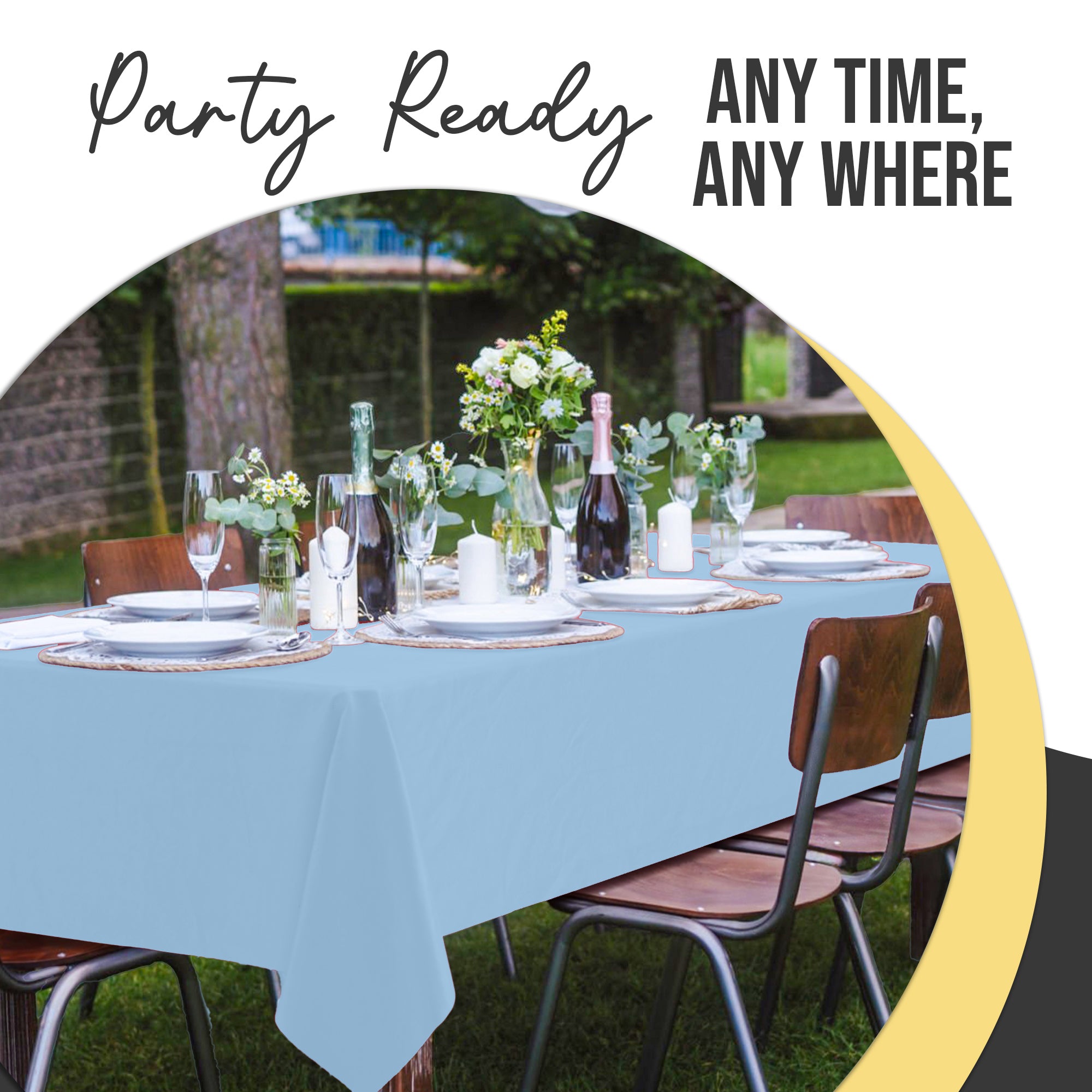 Premium Light Blue Plastic Table Covers | 6 Pack | 54 in. x 108 in.