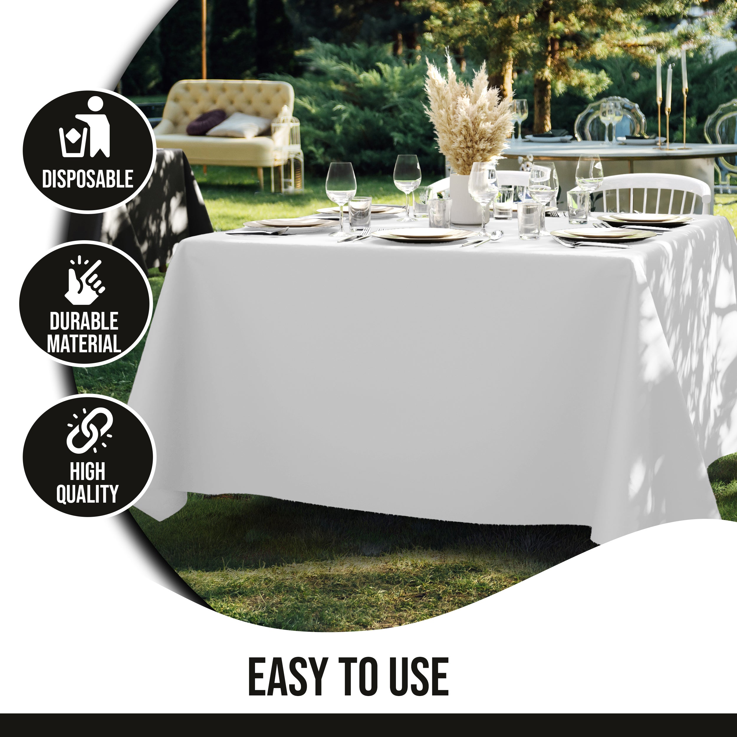 Premium Square White Table Cover 85" x 85" | 1 Pack