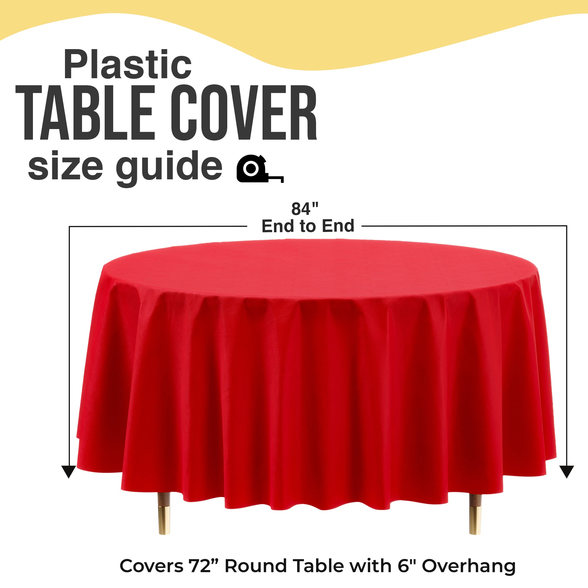 Premium Round Red Plastic Table Cover | 84 in.