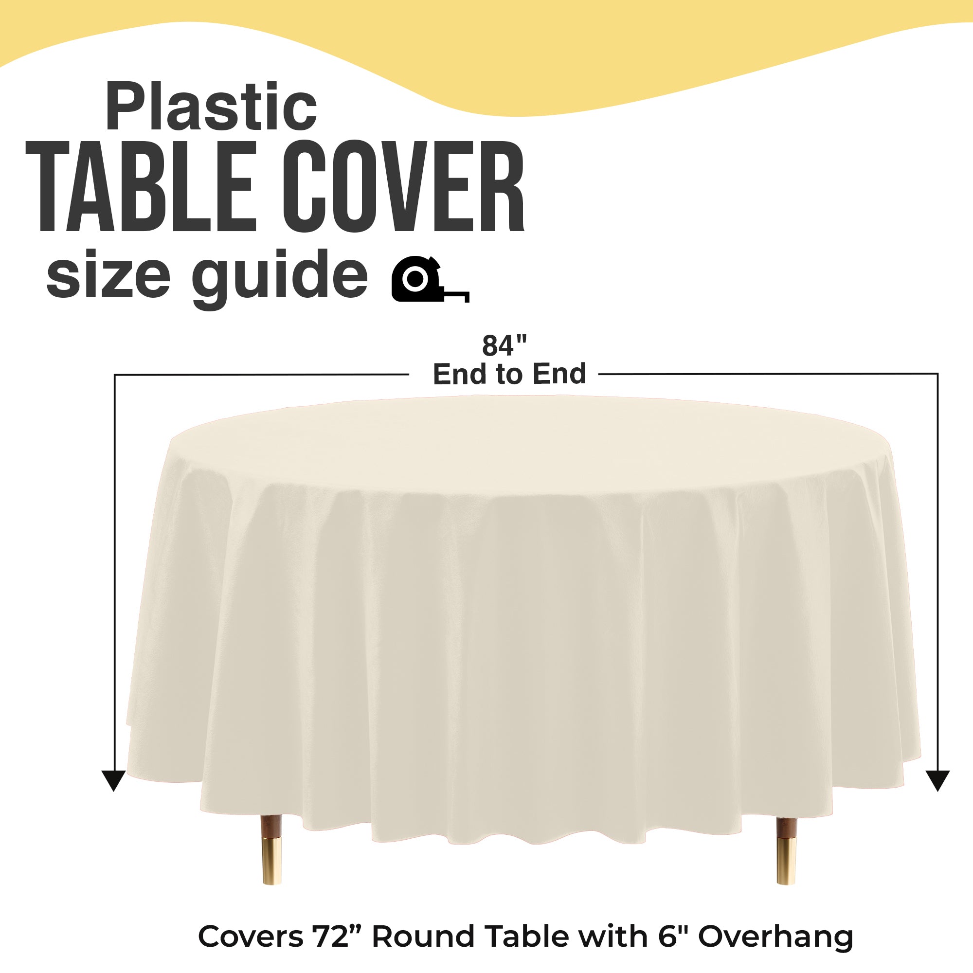 Premium Round Ivory Plastic Table Covers | 12 Pack | 84 in.
