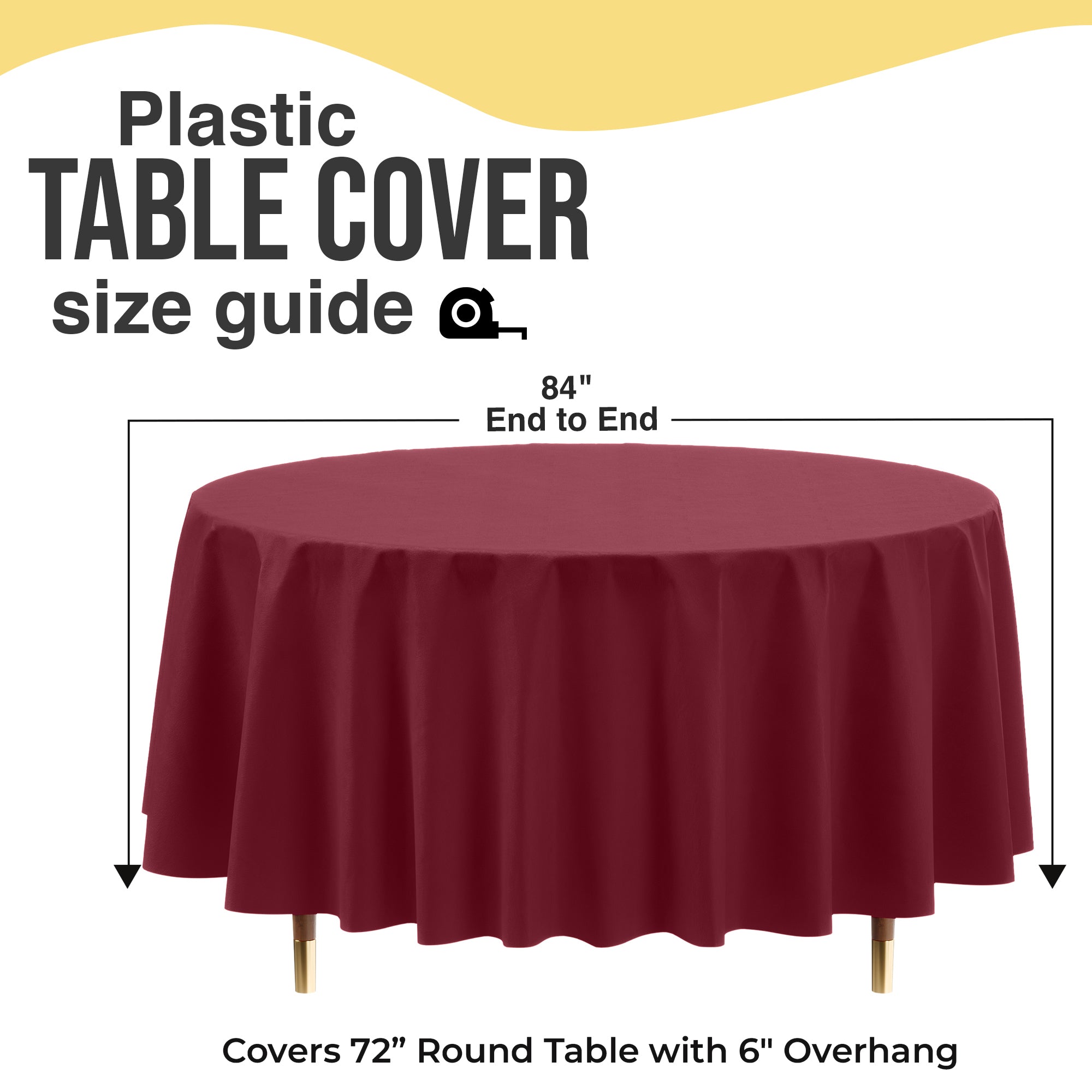 Premium Round Burgundy Plastic Table Covers | 12 Pack | 84 in.