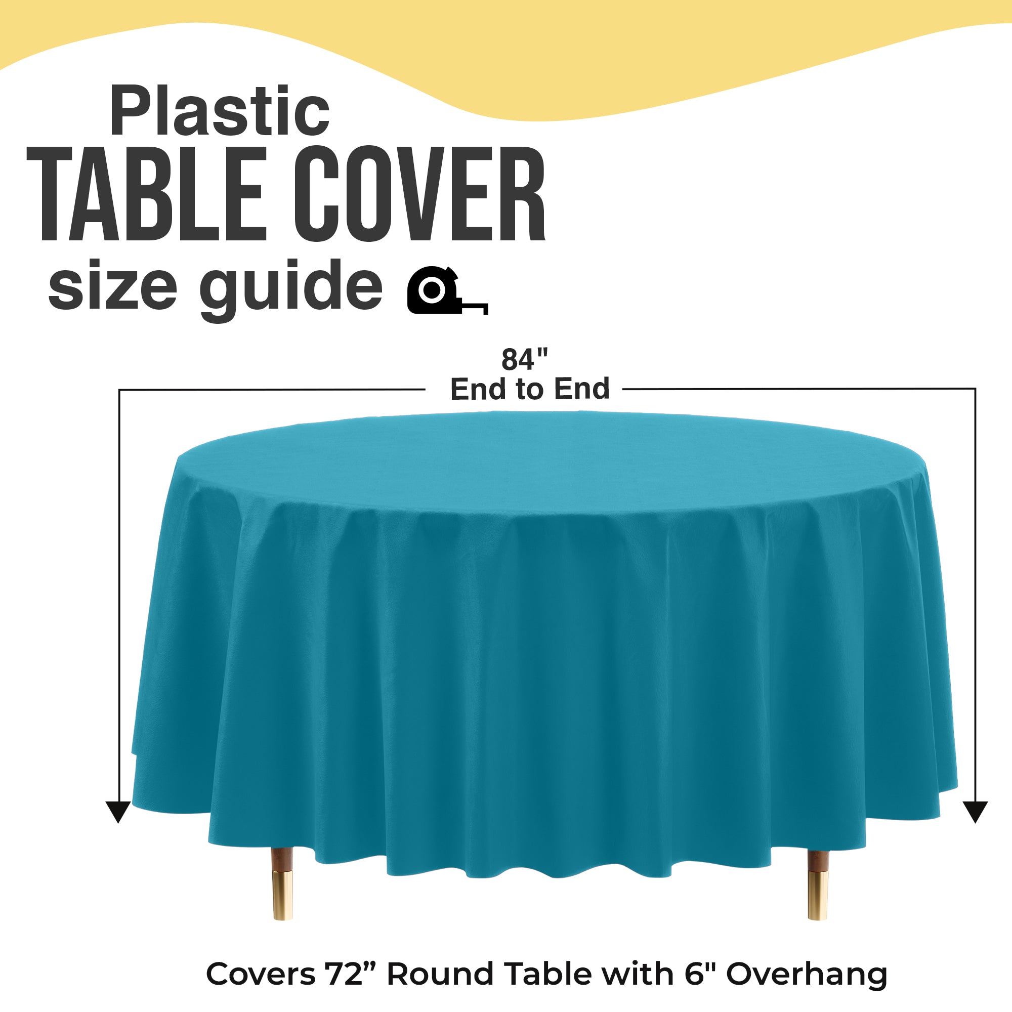 Premium Round Turquoise Plastic Table Covers | 6 Pack | 84 in.