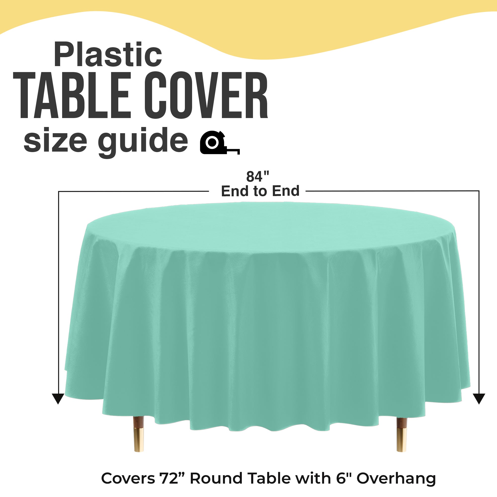 Premium Round Mint Plastic Table Covers | 6 Pack | 84 in.