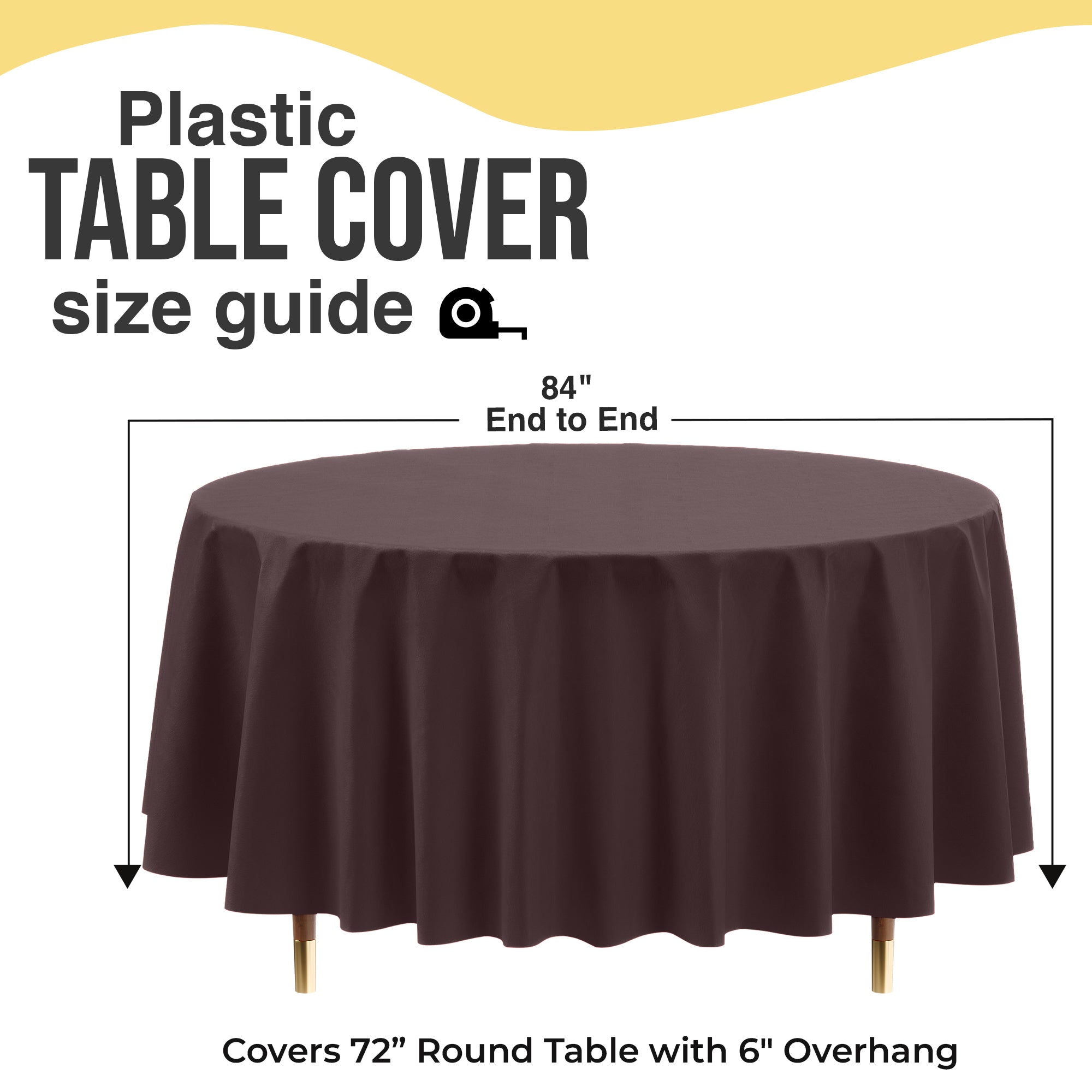 Premium Round Brown Plastic Table Cover | 84 in. | Case of 96