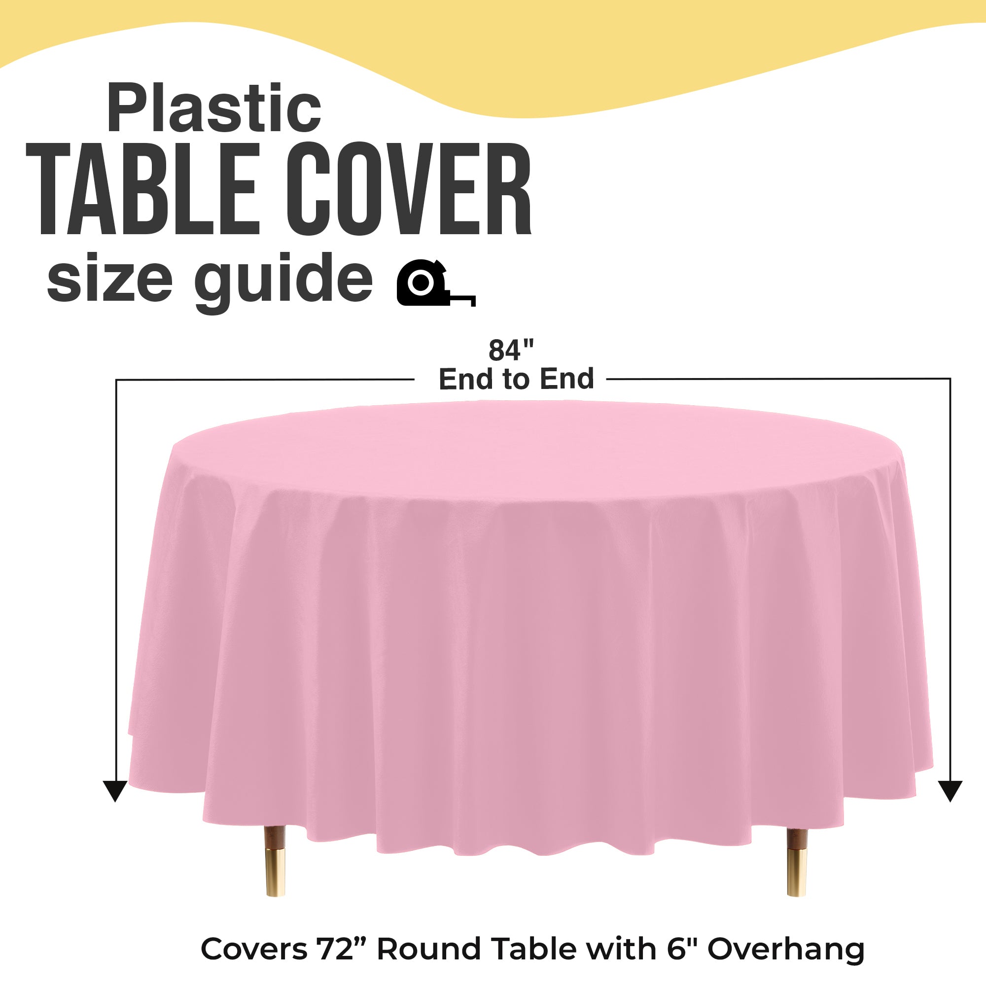 Premium Round Pink Plastic Table Covers | 6 Pack | 84 in.