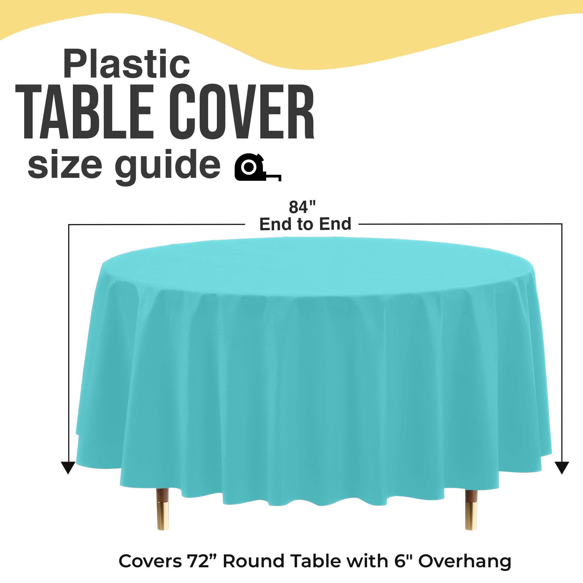 Premium Round Aqua Blue Plastic Table Cover | 84 in. | Case of 96