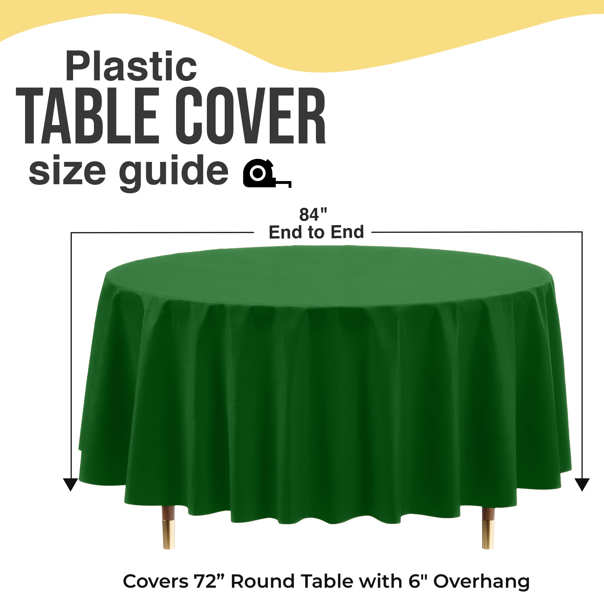 Premium Round Emerald Green Plastic Table Cover | 84 in. | Case of 96