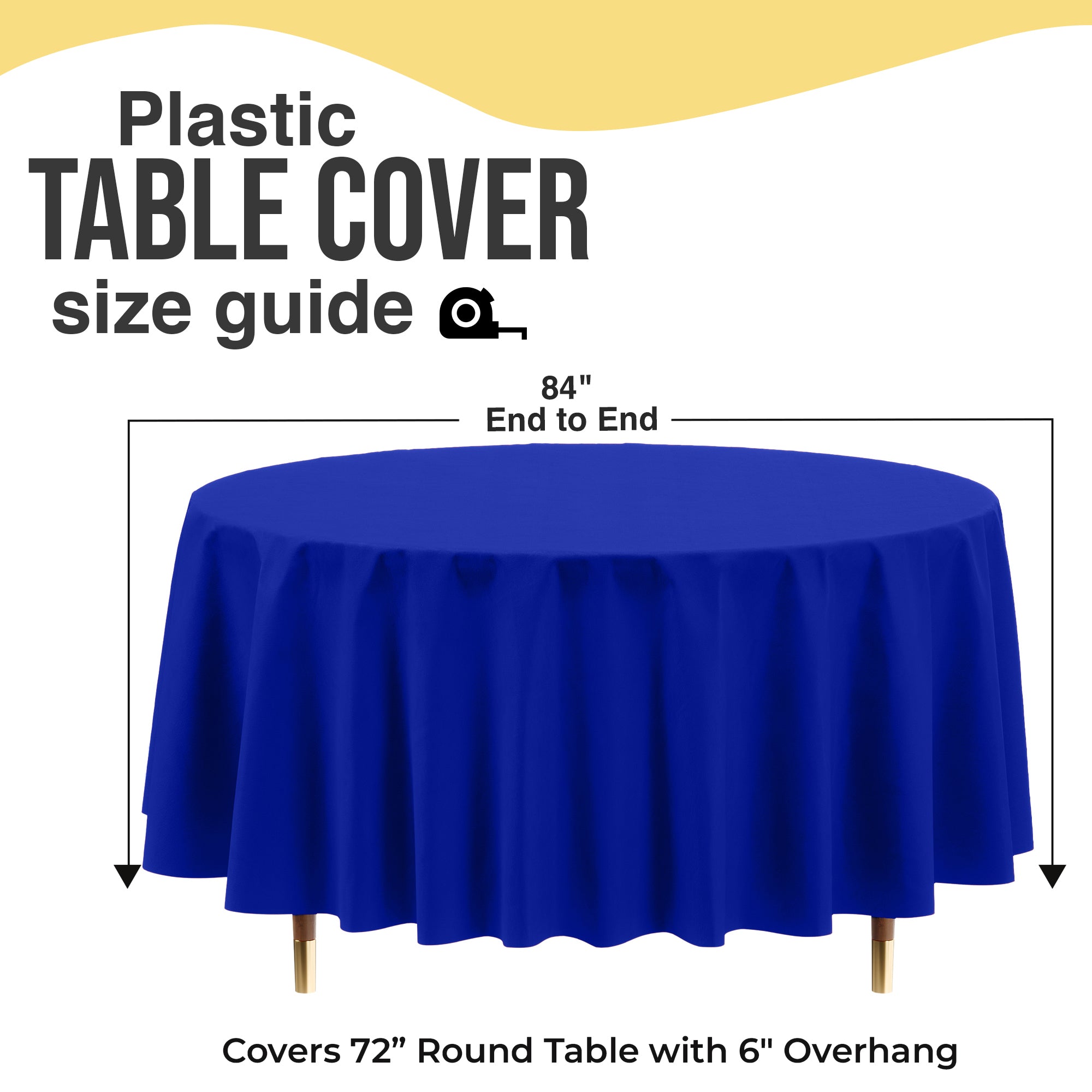 Premium Round Dark Blue Plastic Table Cover | 84 in. | Case of 96