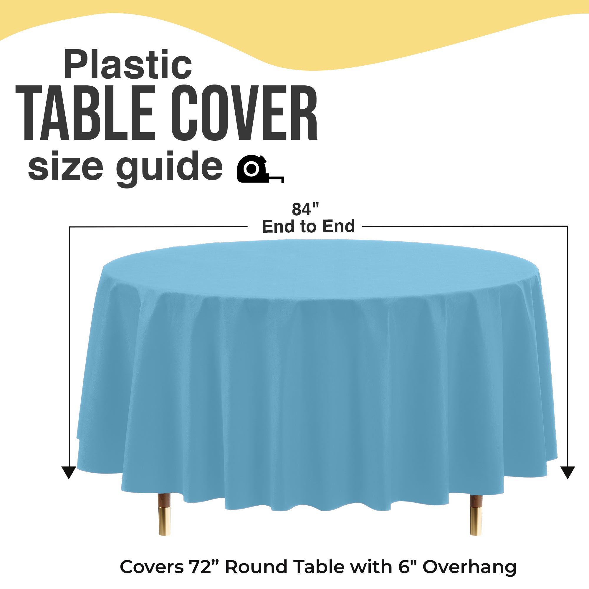 Premium Round Sky Blue Plastic Table Covers | 6 Pack | 84 in.