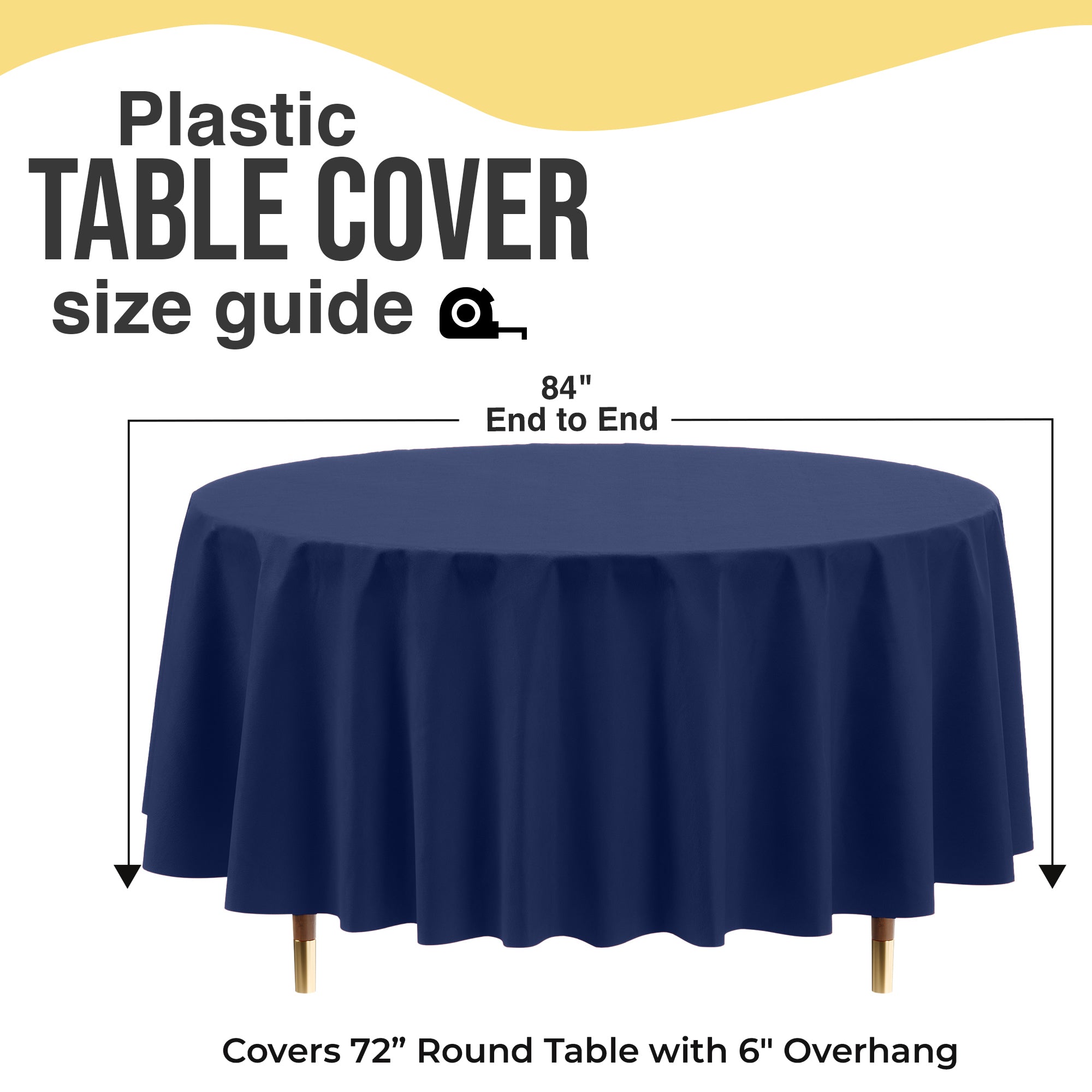 Premium Round Navy Blue Plastic Table Covers | 6 Pack | 84 in.