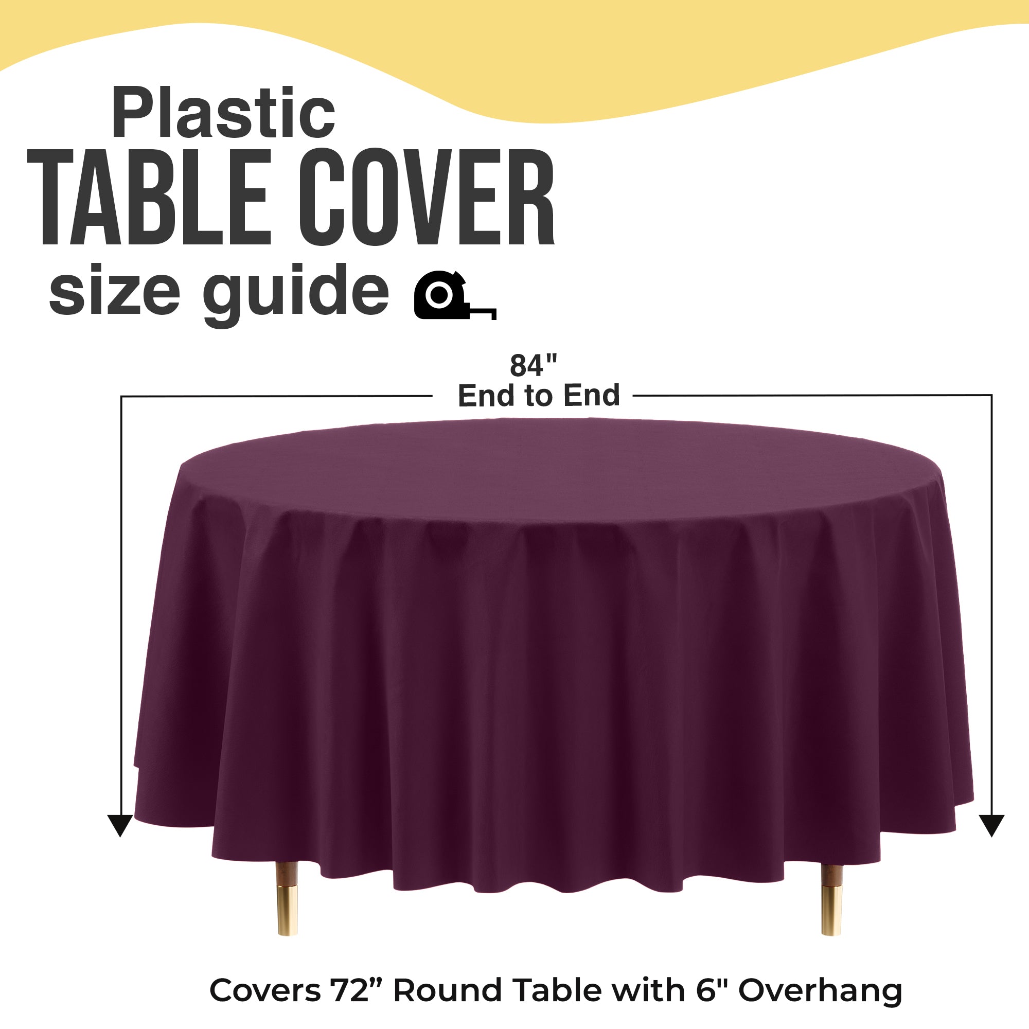Premium Round Plum Plastic Table Covers | 12 Pack | 84 in.