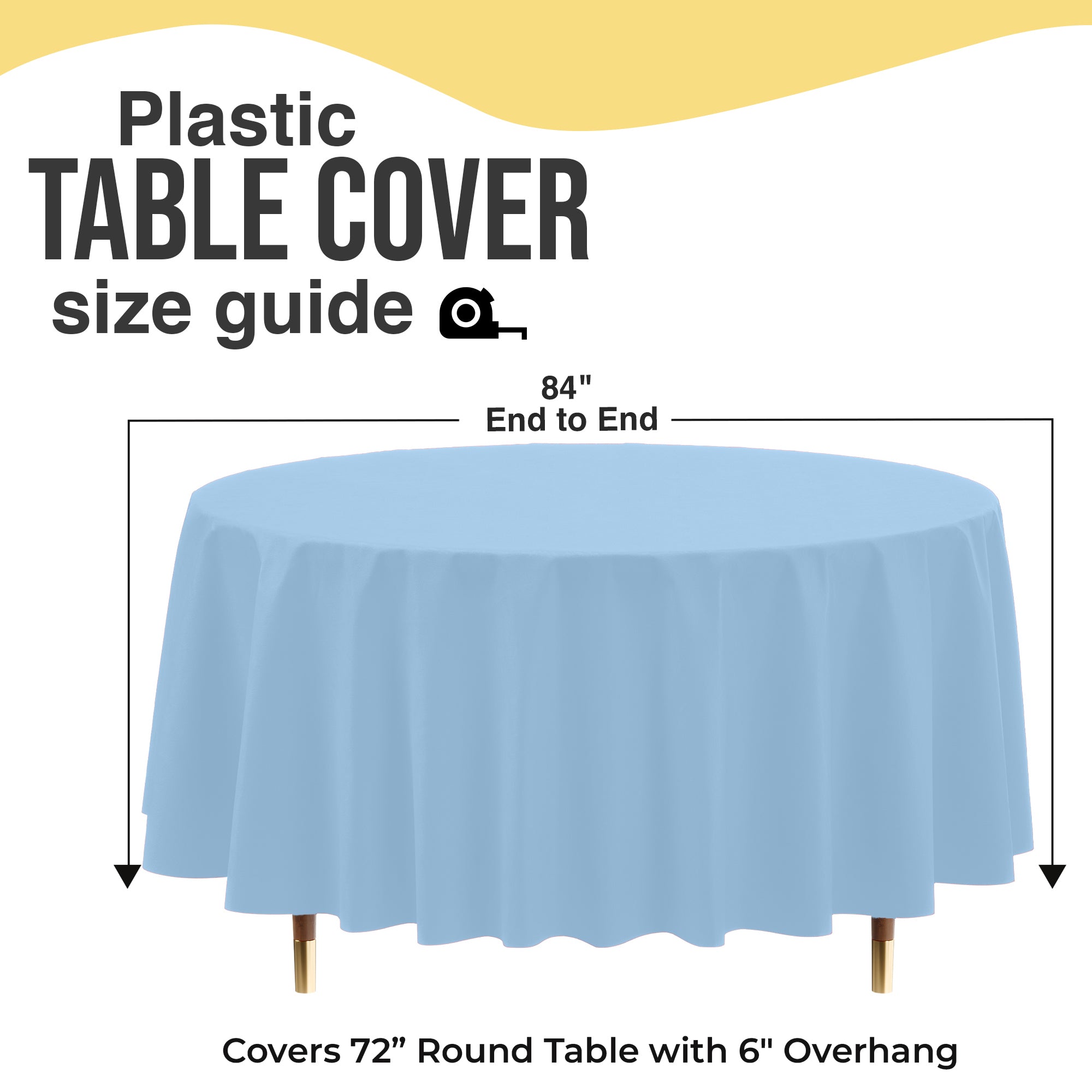 Premium Round Light Blue Plastic Table Cover | 84 in. | Case of 96