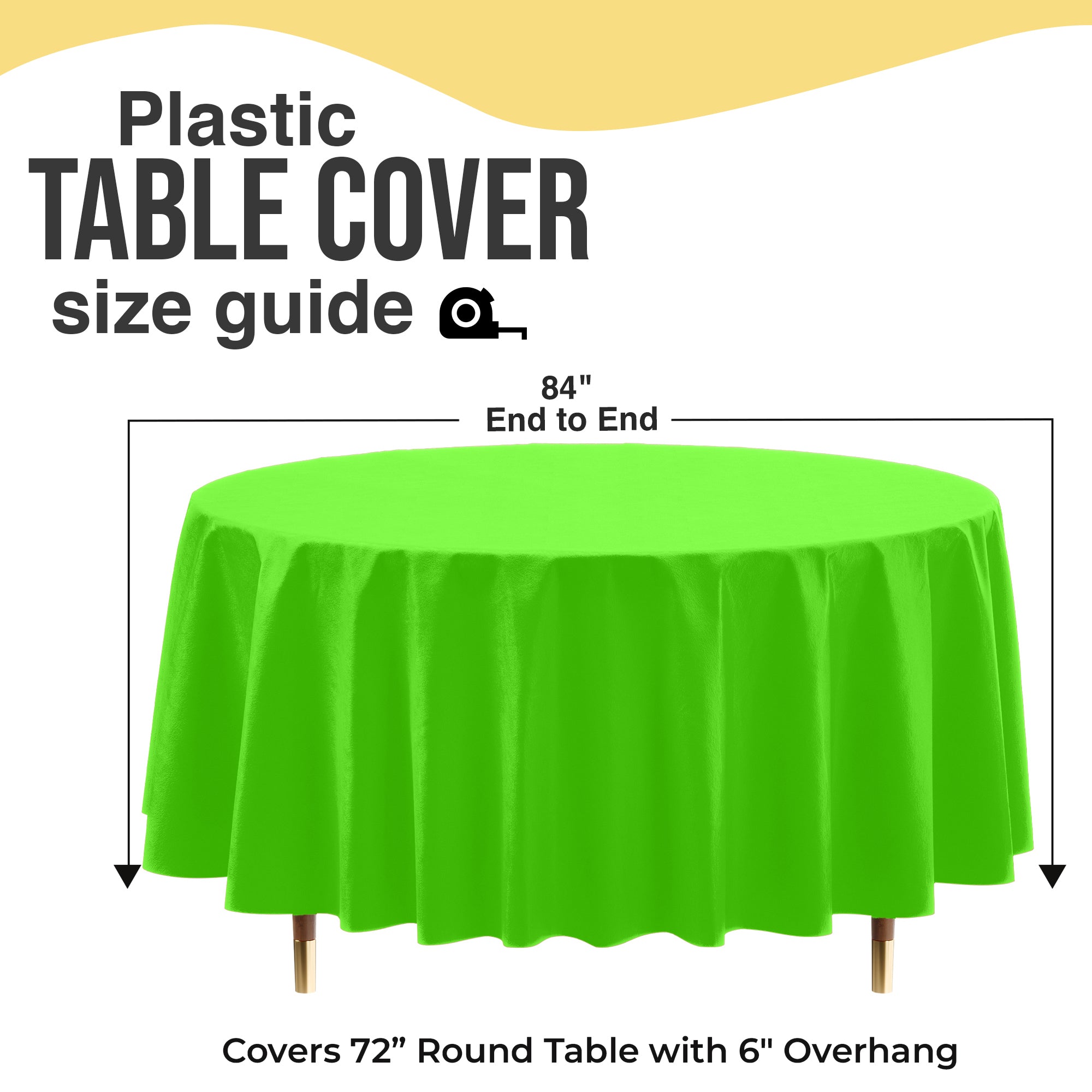 Premium Round Lime Green Plastic Table Cover | 84 in.
