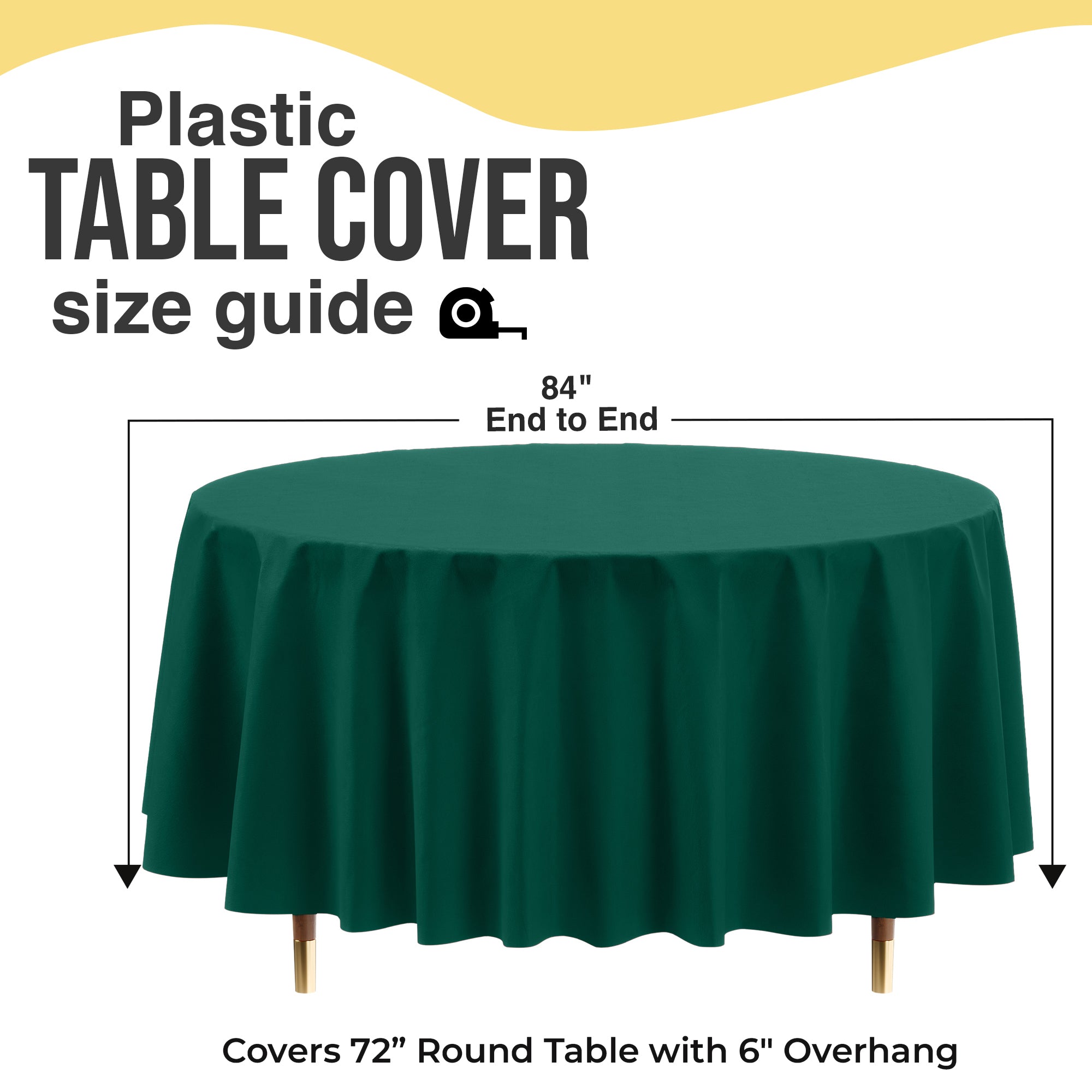 Premium Round Dark Green Plastic Table Cover | 84 in. | Case of 96