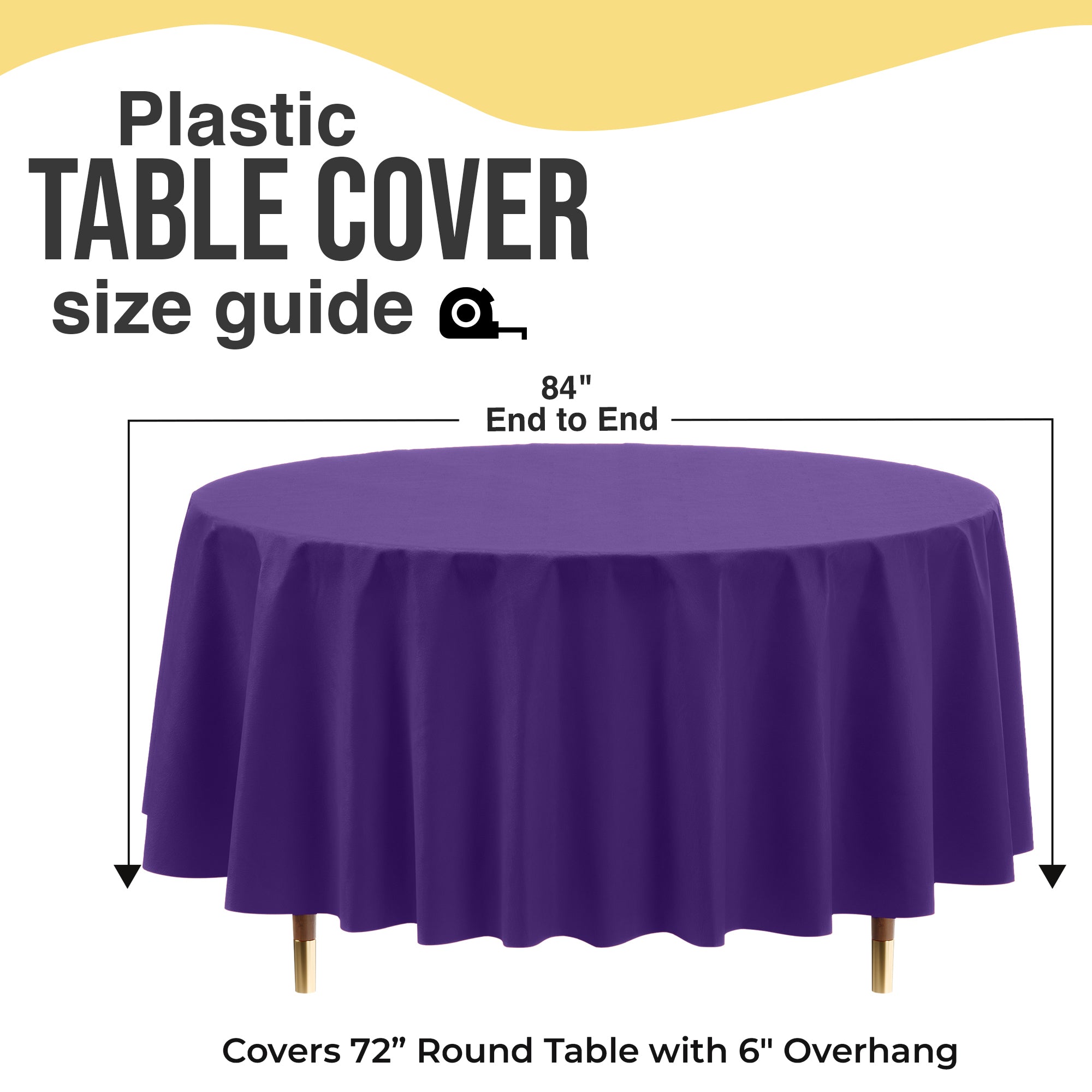 Premium Round Purple Plastic Table Cover | 84 in. | Case of 96