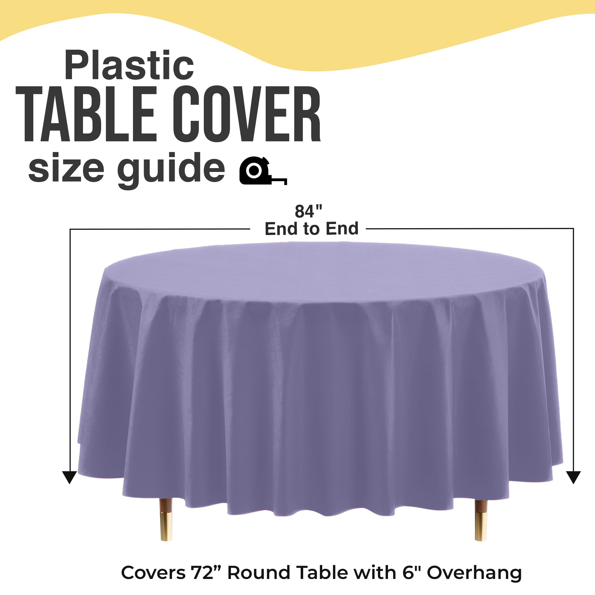 Premium Round Lavender Plastic Table Covers | 12 Pack | 84 in.