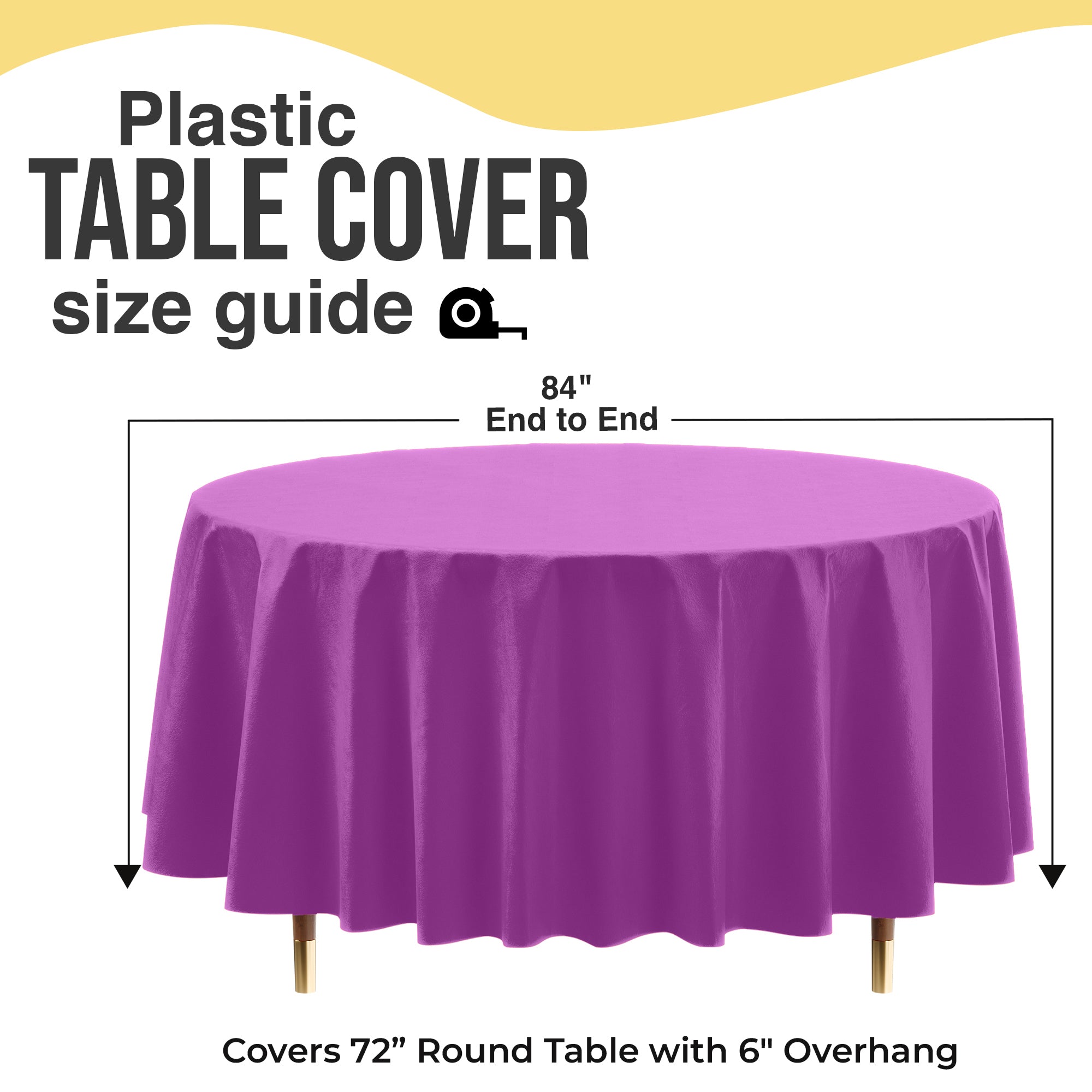 Premium Round Magenta Plastic Table Cover | 84 in.