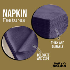 Dark Purple Dinner Napkins | 8 in. x 8 in. | 50 Ct.