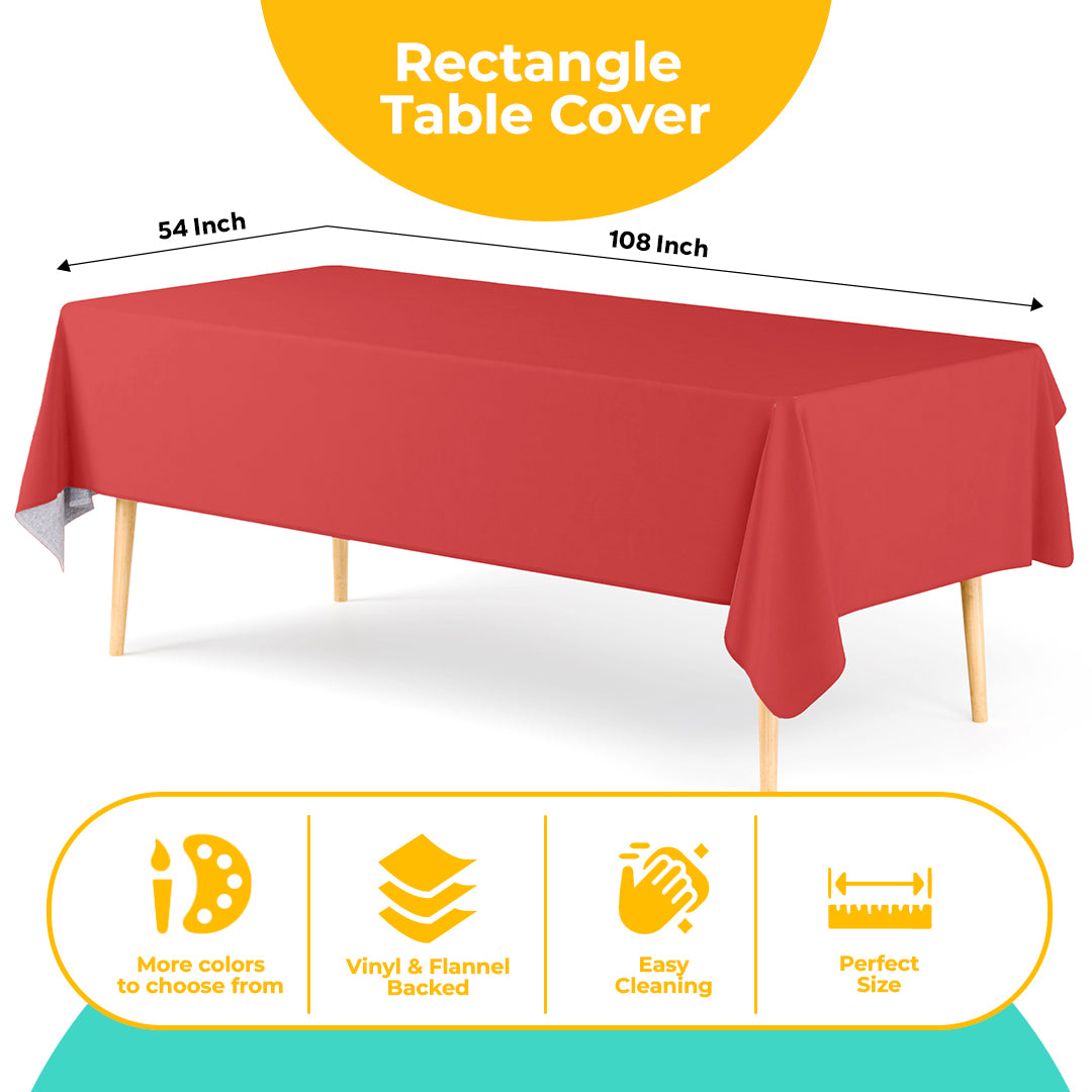 Red Flannel Backed Plastic Table Cover  | 54 in. x 108 in.