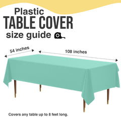 Premium Mint Plastic Table Covers | 6 Pack | 54 in. x 108 in.