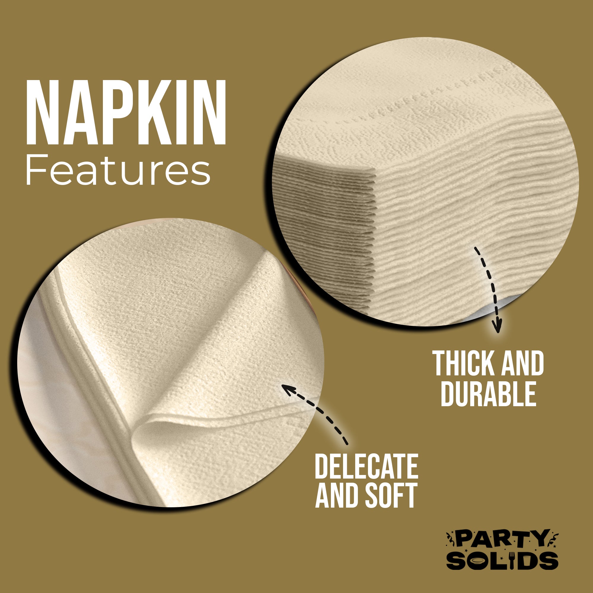 Ivory Dinner Napkins | 8 in. x 8 in. | 50 Ct.