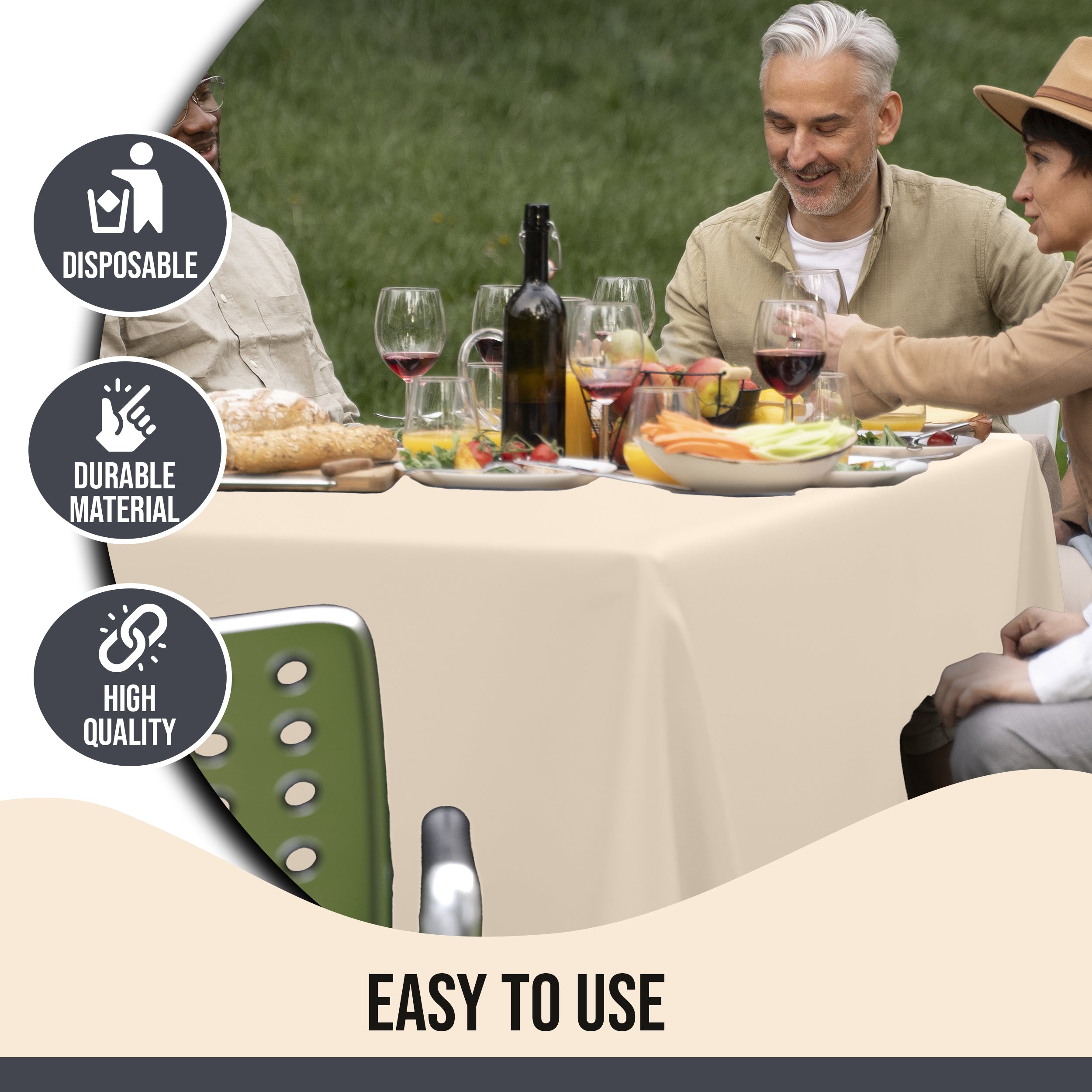 Premium Ivory Rectangle Table Cover 60" x 85" | 1 Pack