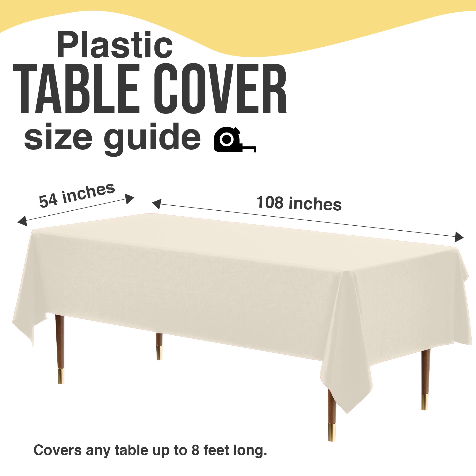 Premium Ivory Plastic Table Covers | 6 Pack | 54 in. x 108 in.